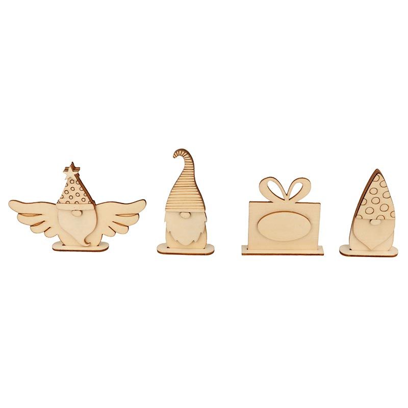 4 silhouettes en bois de Noël à monter