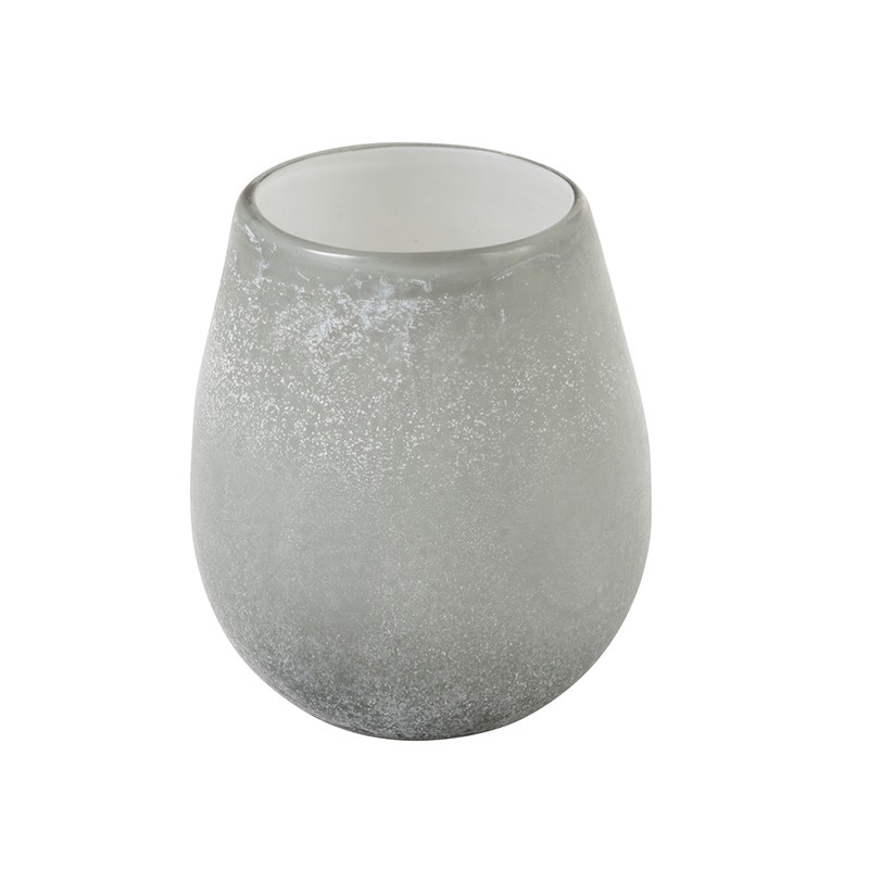 Vase rond verre gris H15cm