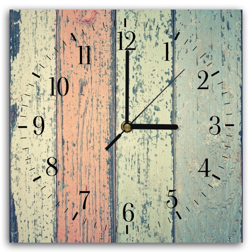 Horloge murale bois coloré 30x30cm