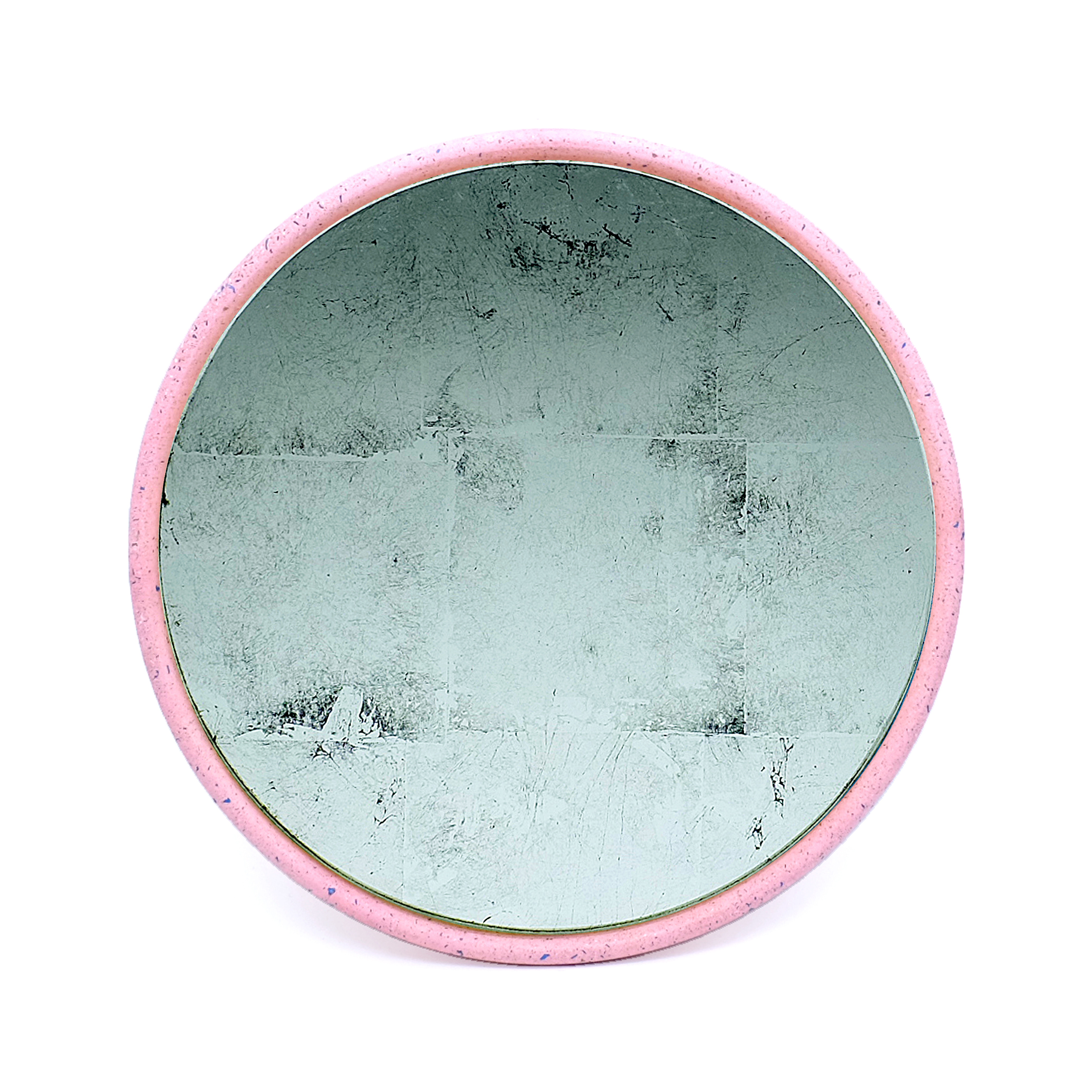 Miroir antique en béton rose D28cm Miroir antique en béton rose D28cm