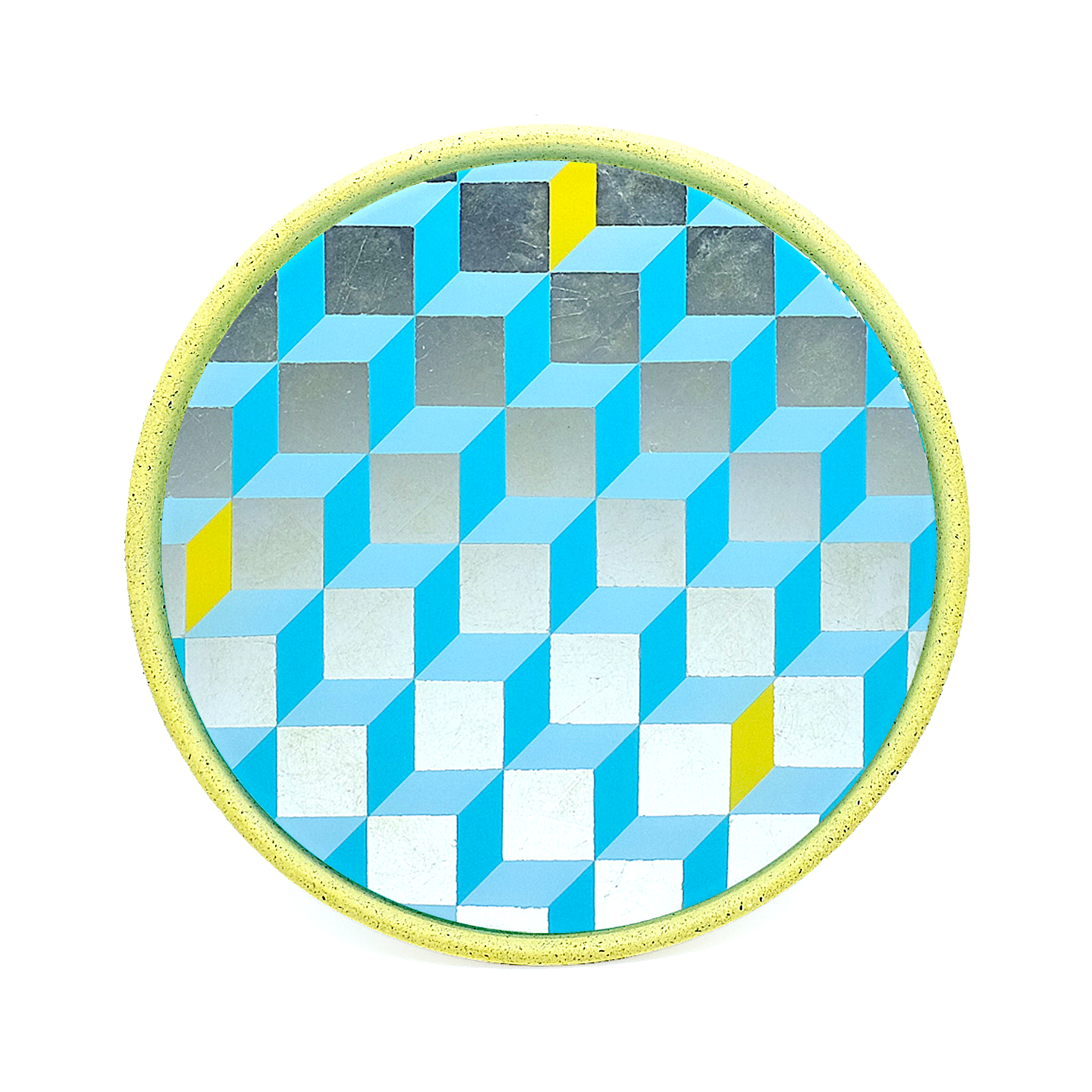 Miroir cubes en béton jaune D28cm Miroir cubes en béton jaune D28cm