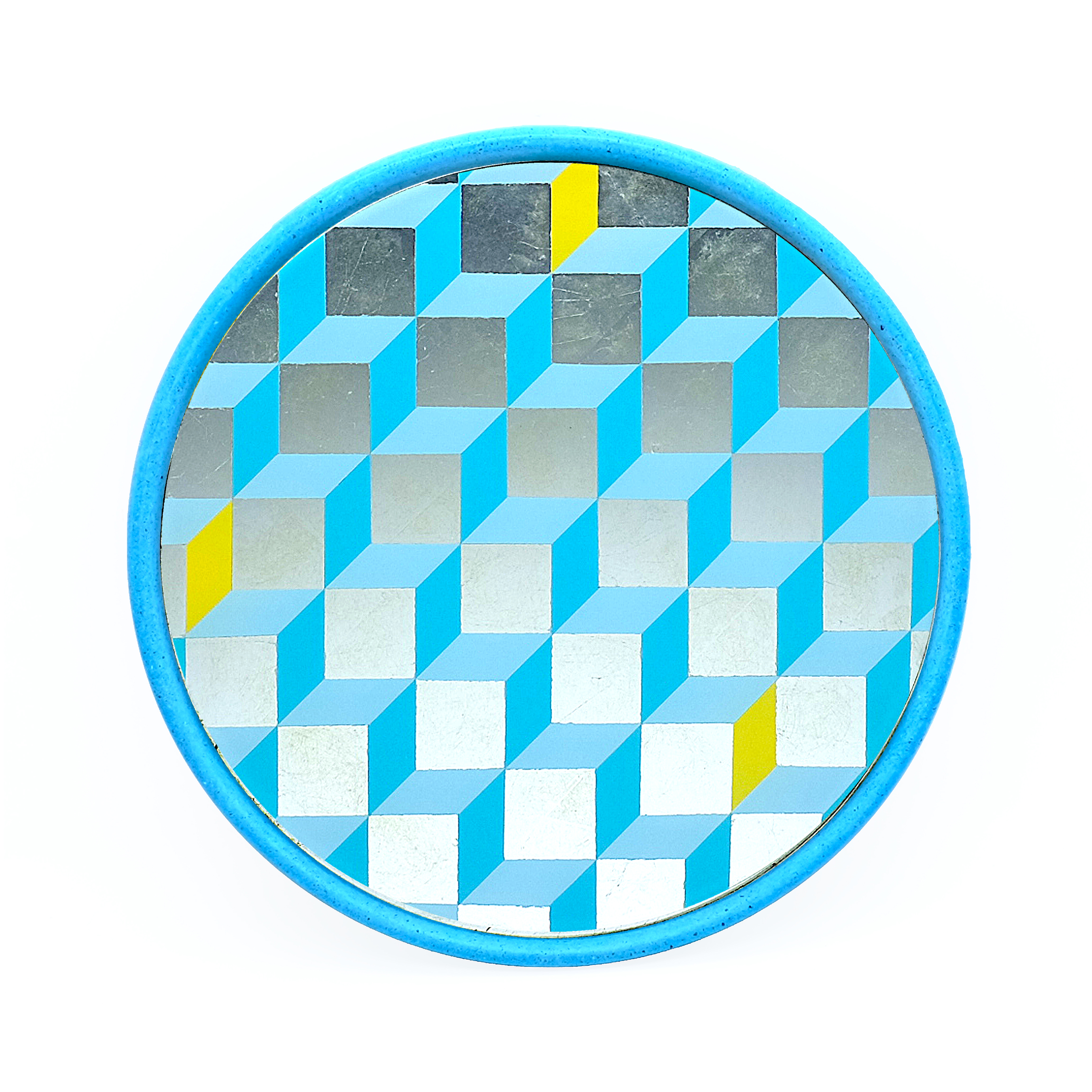 Miroir cubes en béton bleu D28cm
