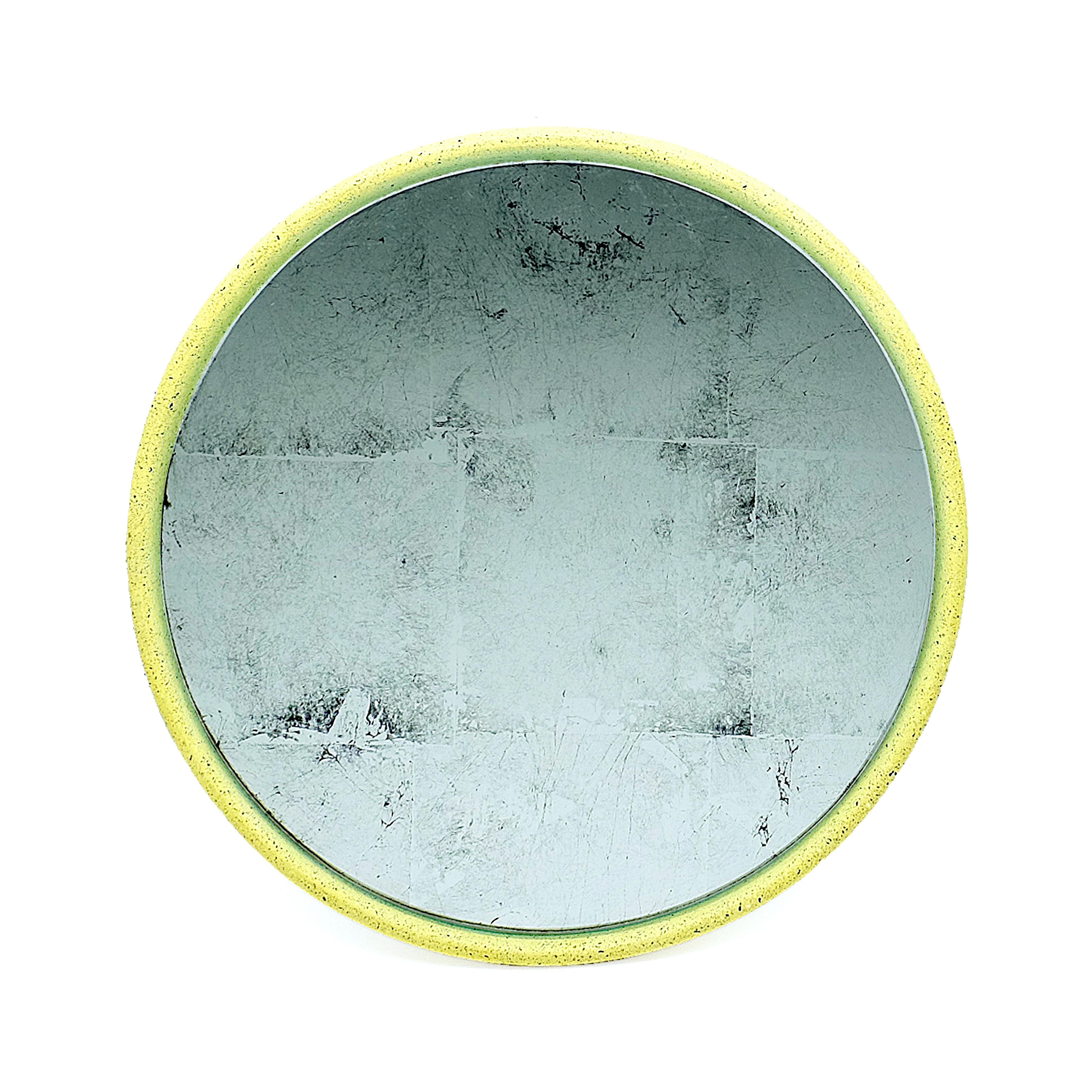 Miroir antique en béton jaune D28cm