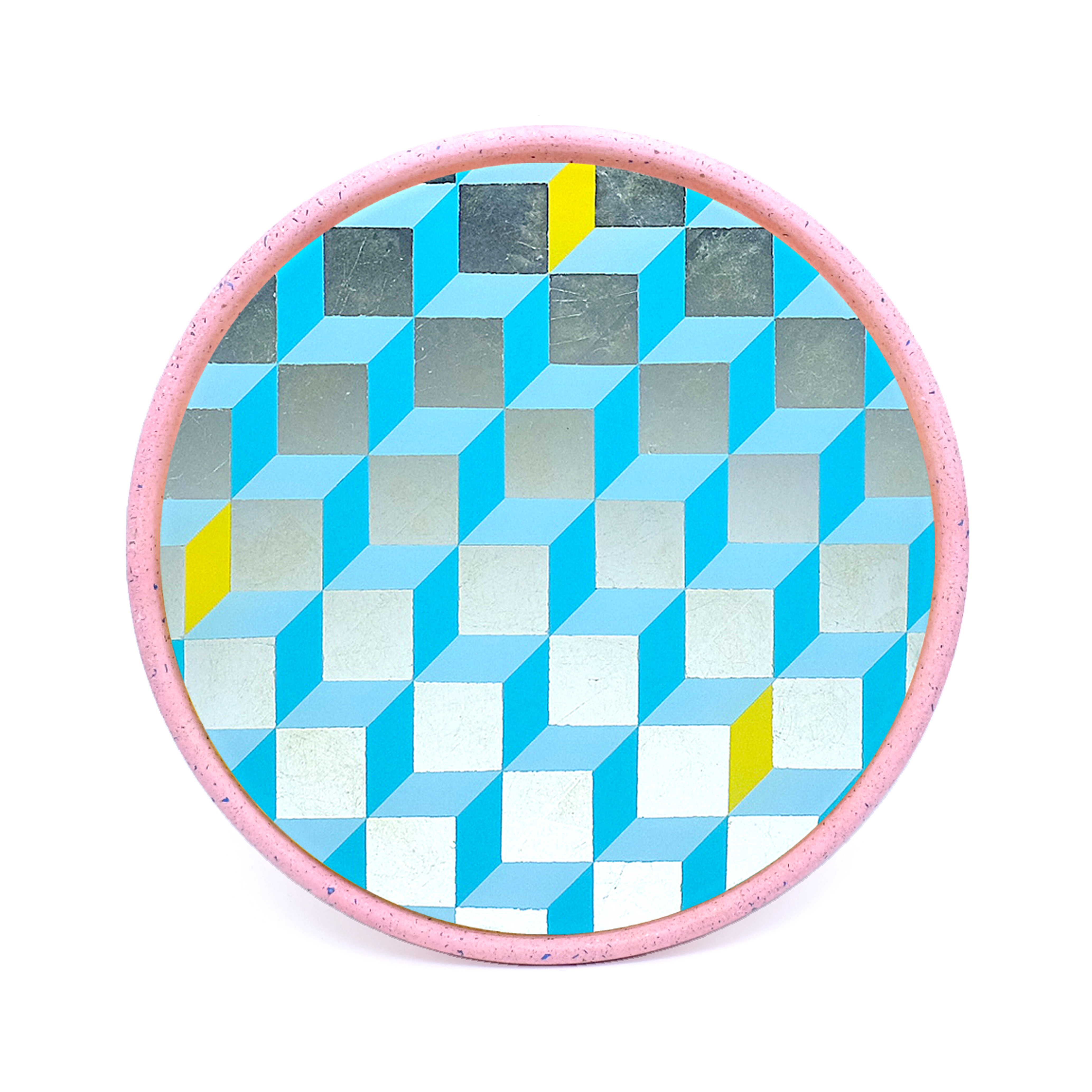 Miroir cubes en béton rose D28cm