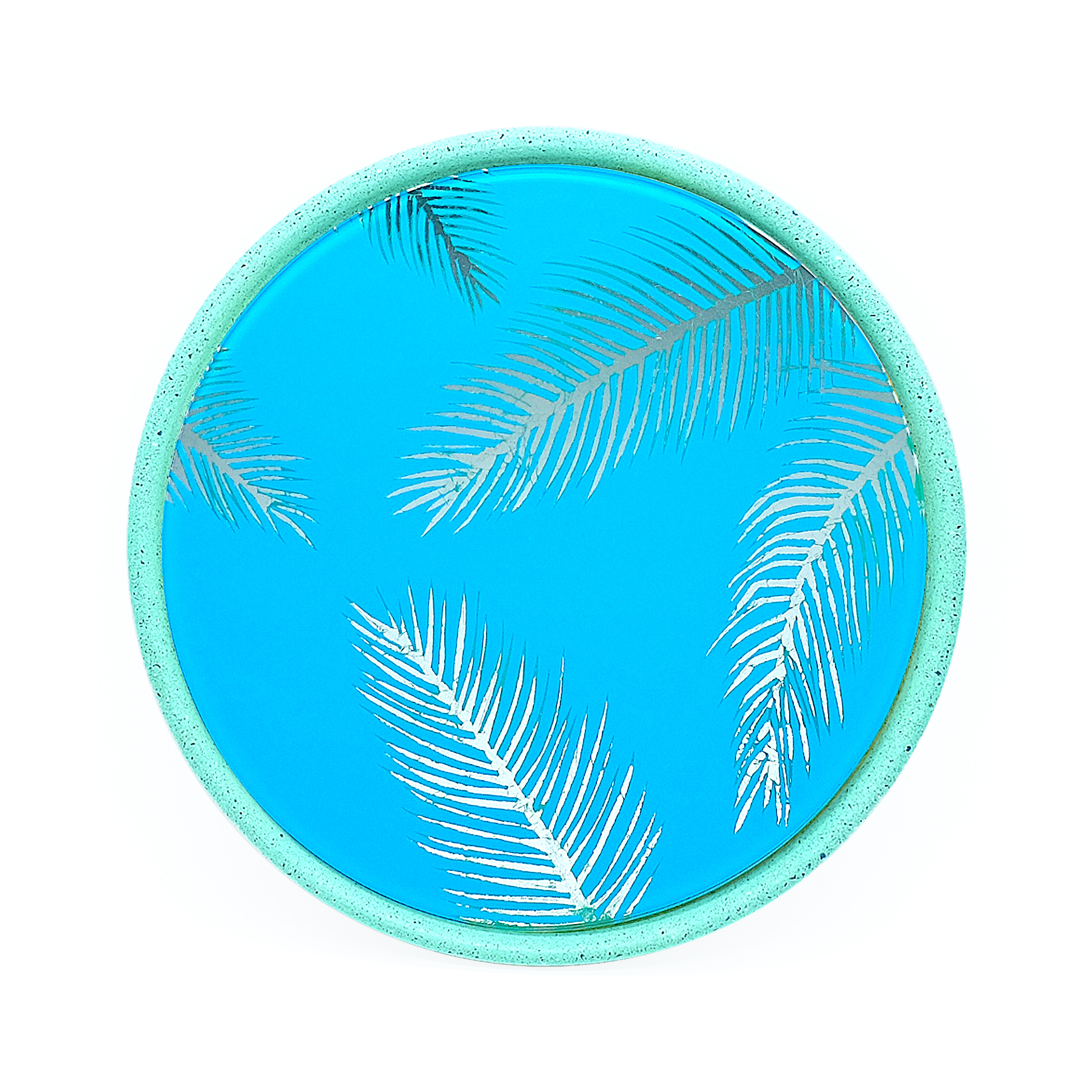 Miroir feuilles de palmier 2 en béton vert D28cm