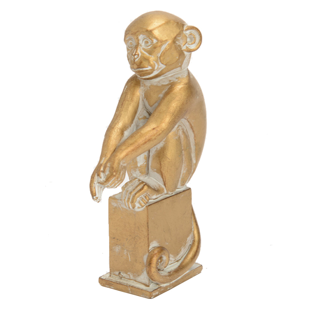 Statuette singe en résine or H15cm Statuette singe en résine or H15cm