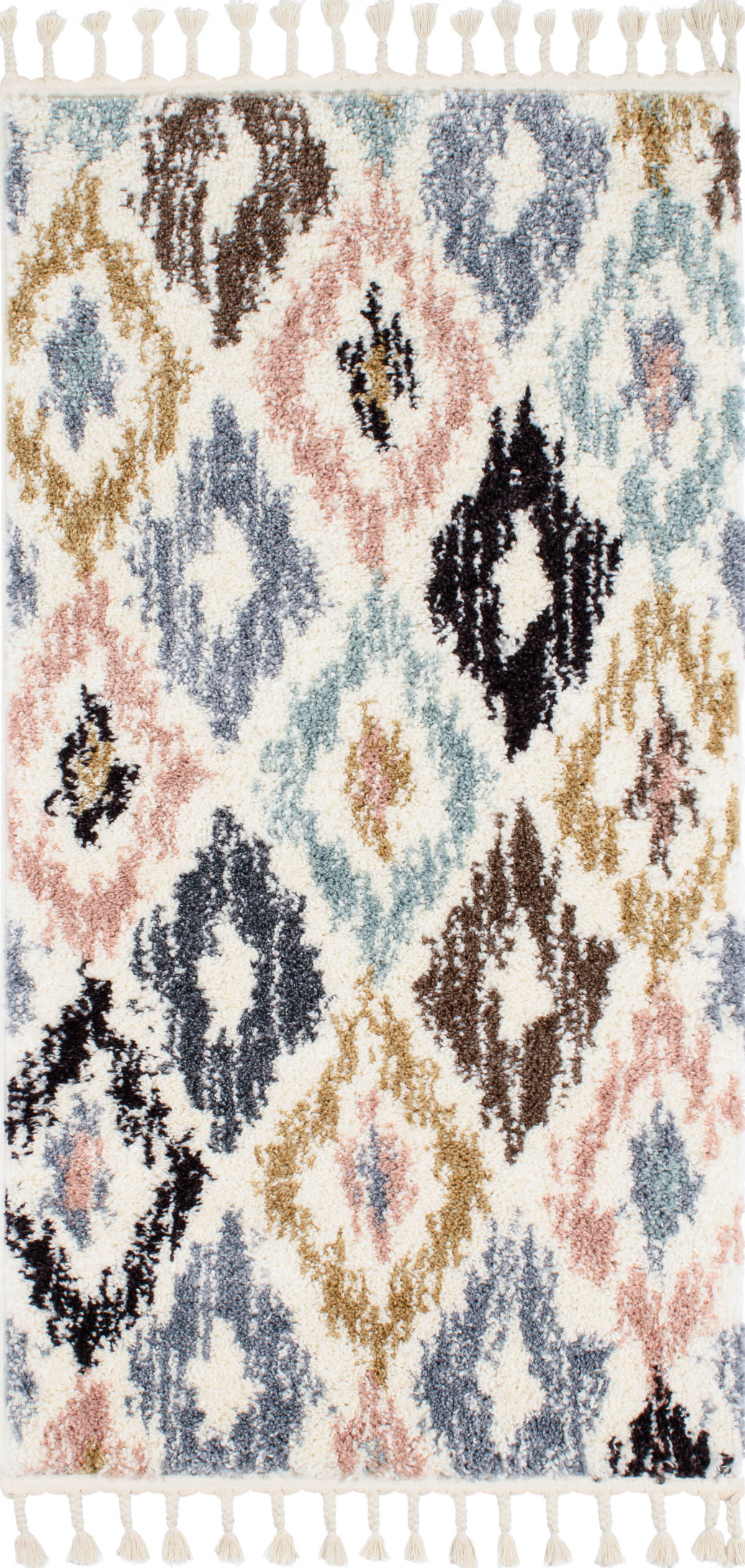 Tapis couloir berbere 80x150 multicolore motif géométrique losange