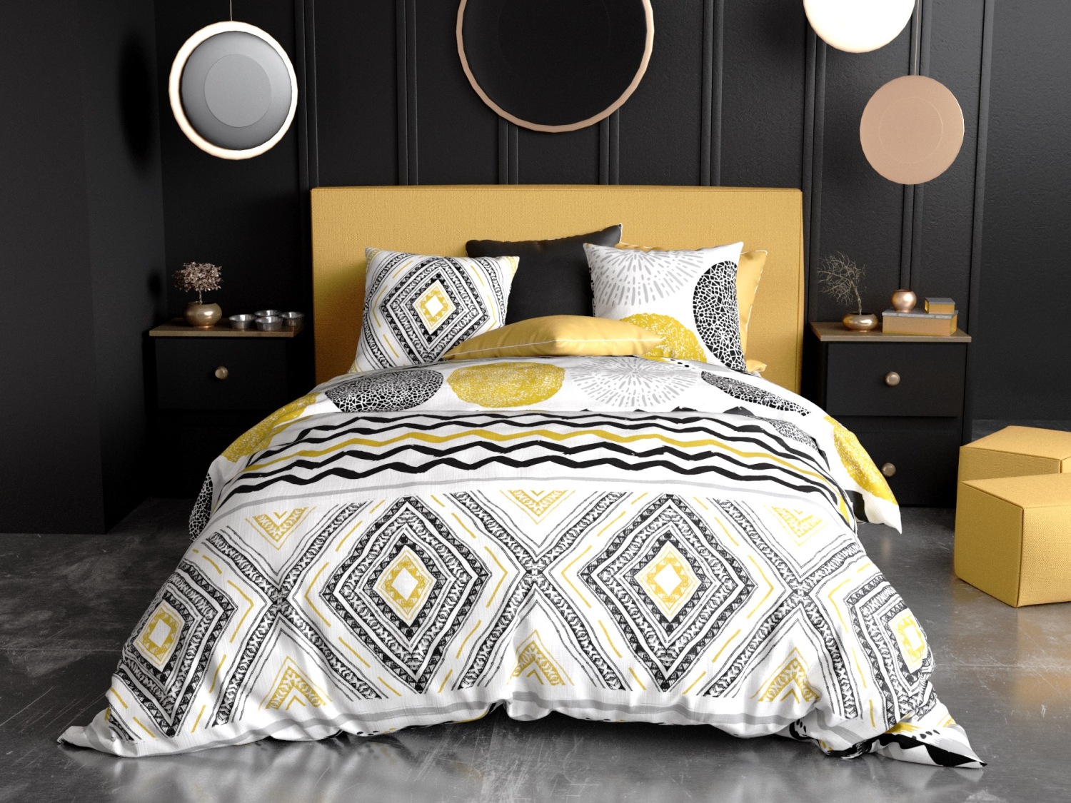 Parure housse de couette coton bleu 200x200 cm Parure housse de couette coton bleu 200x200 cm