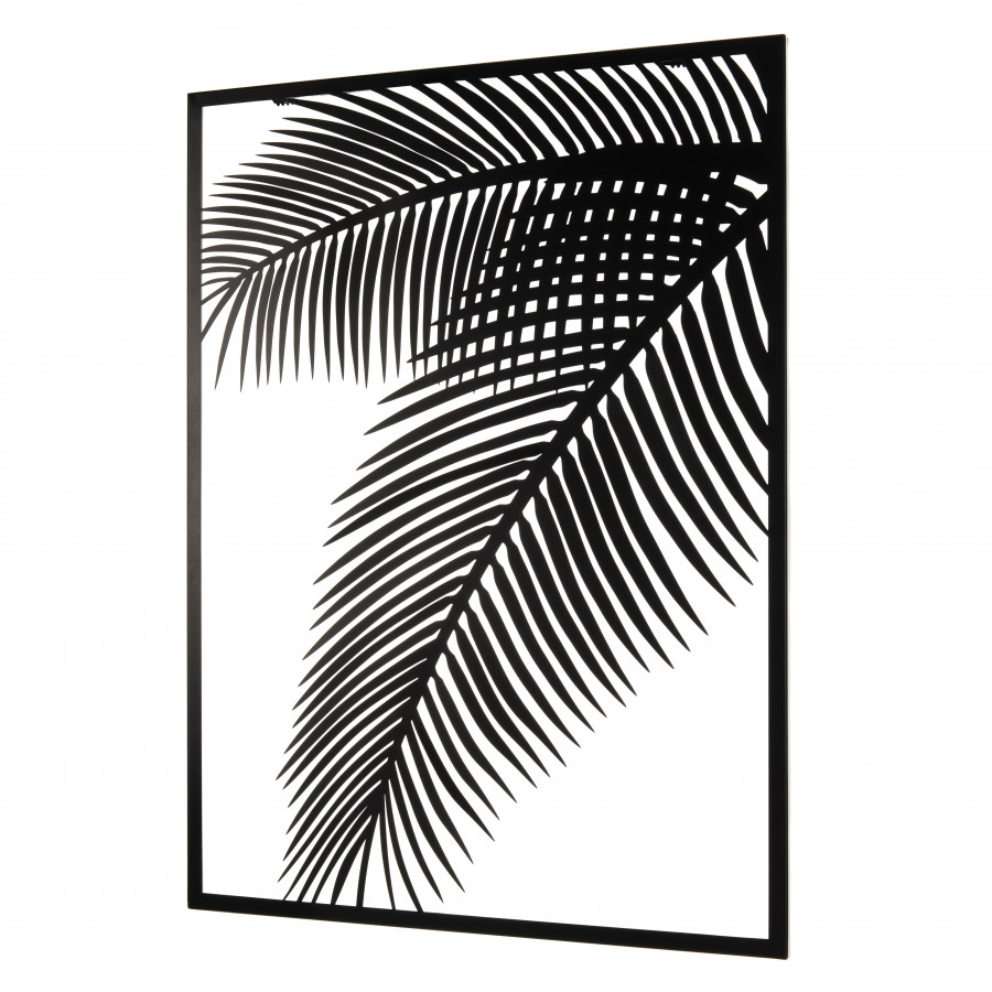 Décoration murale rectangulaire palmier en métal noir 74x100cm