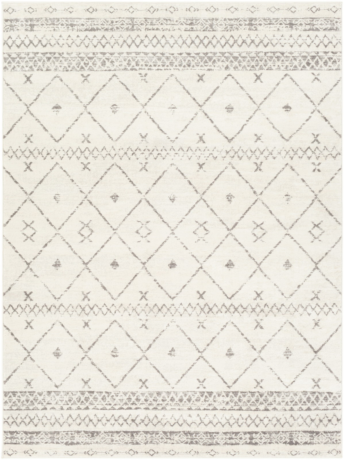 Tapis Géométrique, Blanc et Gris - 200x274cm