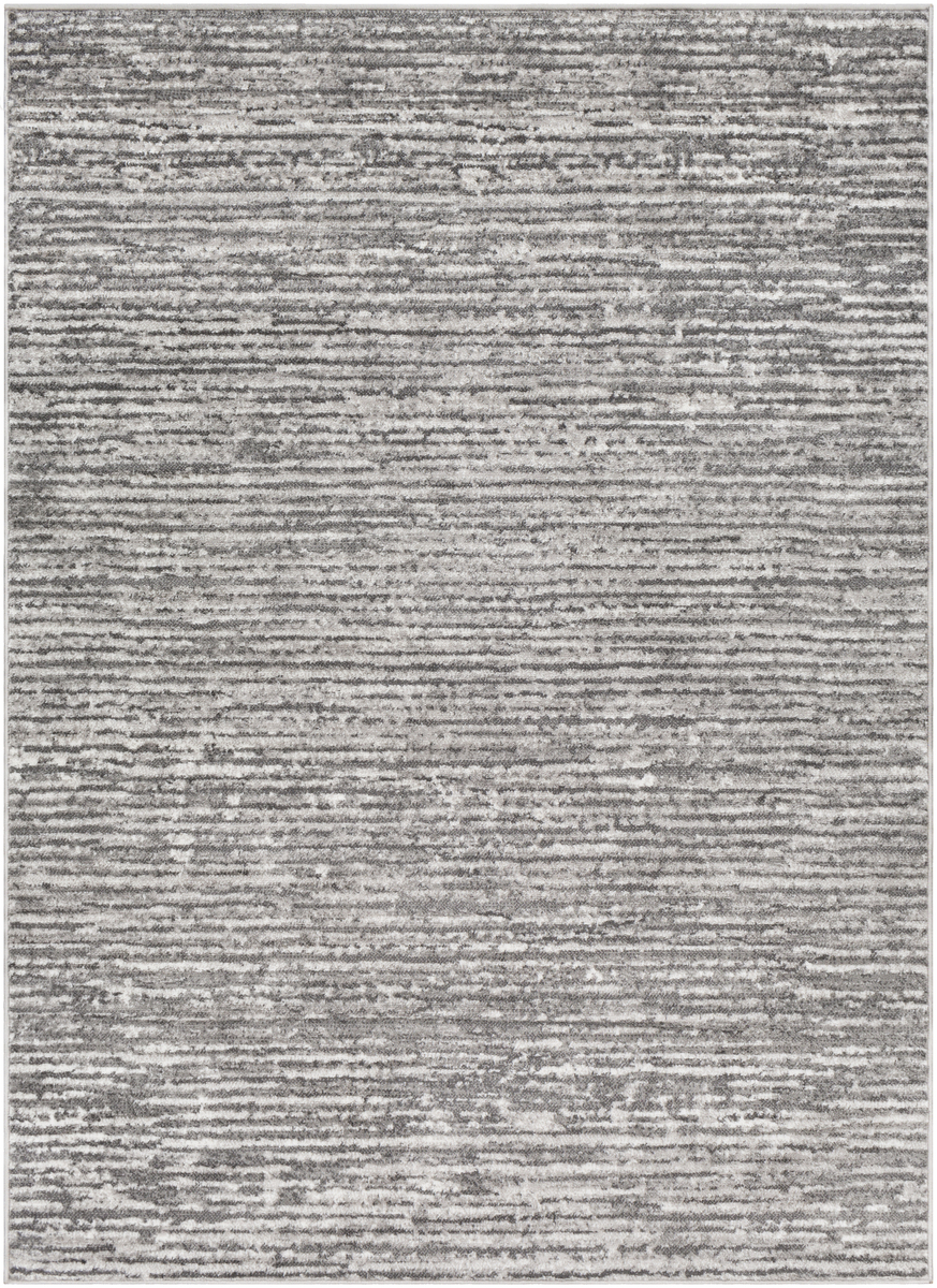 Tapis Rayé Géométrique, Gris et Blanc - 160x220cm