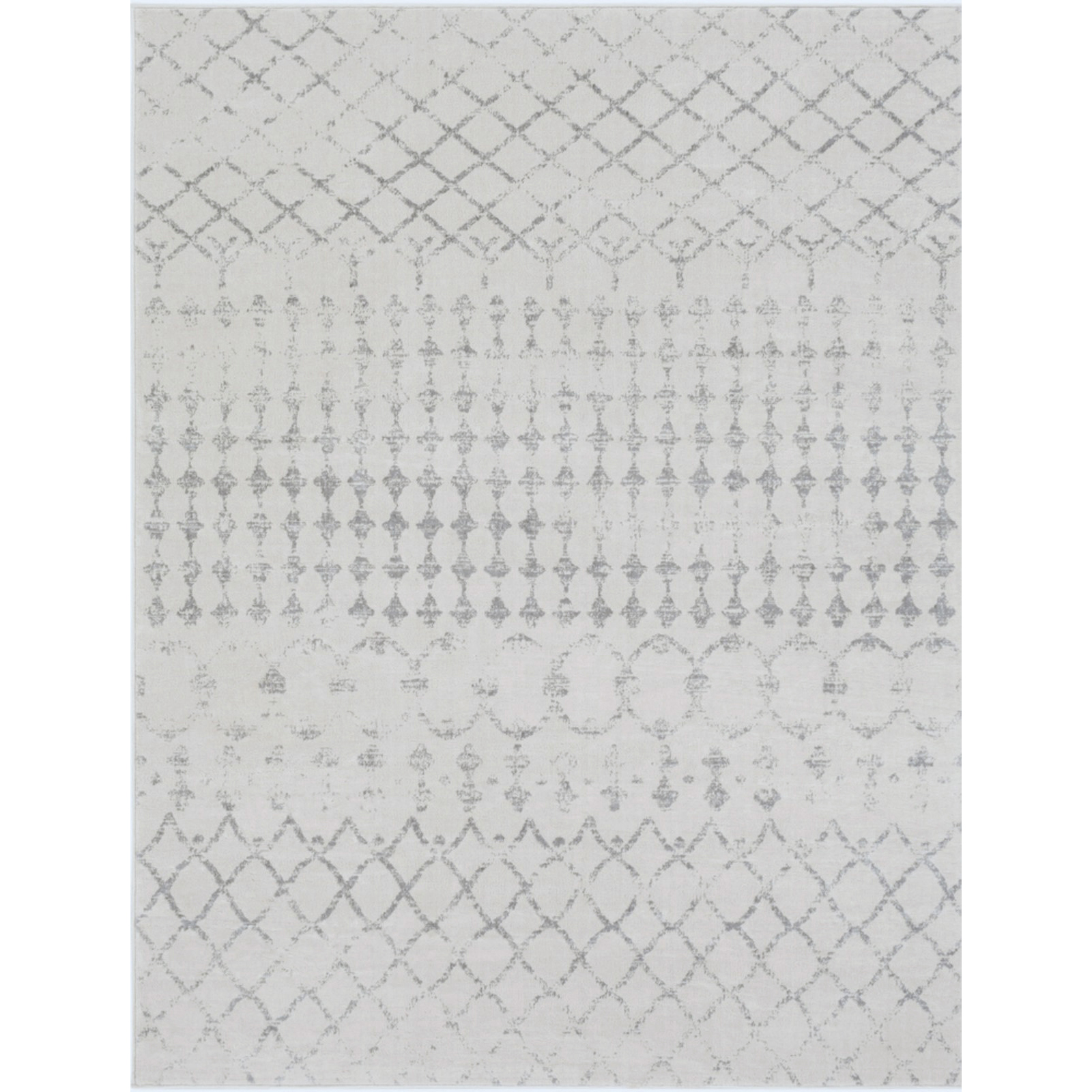 Tapis Géométrique, Écru et Gris Moyen - 160x216cm Tapis Géométrique, Écru et Gris Moyen - 160x216cm