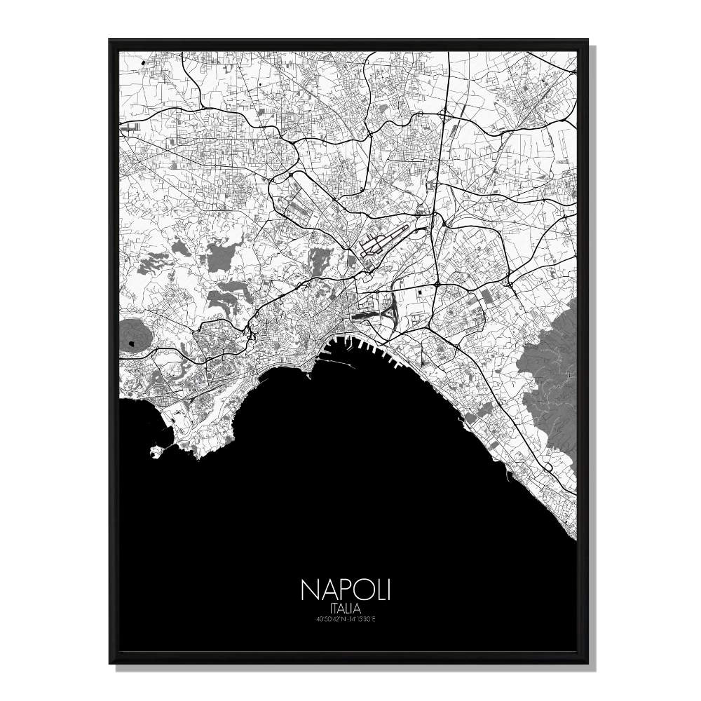 NAPLES - Carte City Map N&B 40x50cm