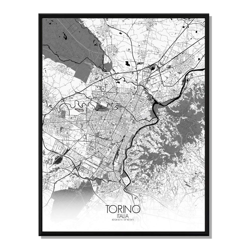 TURIN - Carte City Map N&B 40x50cm