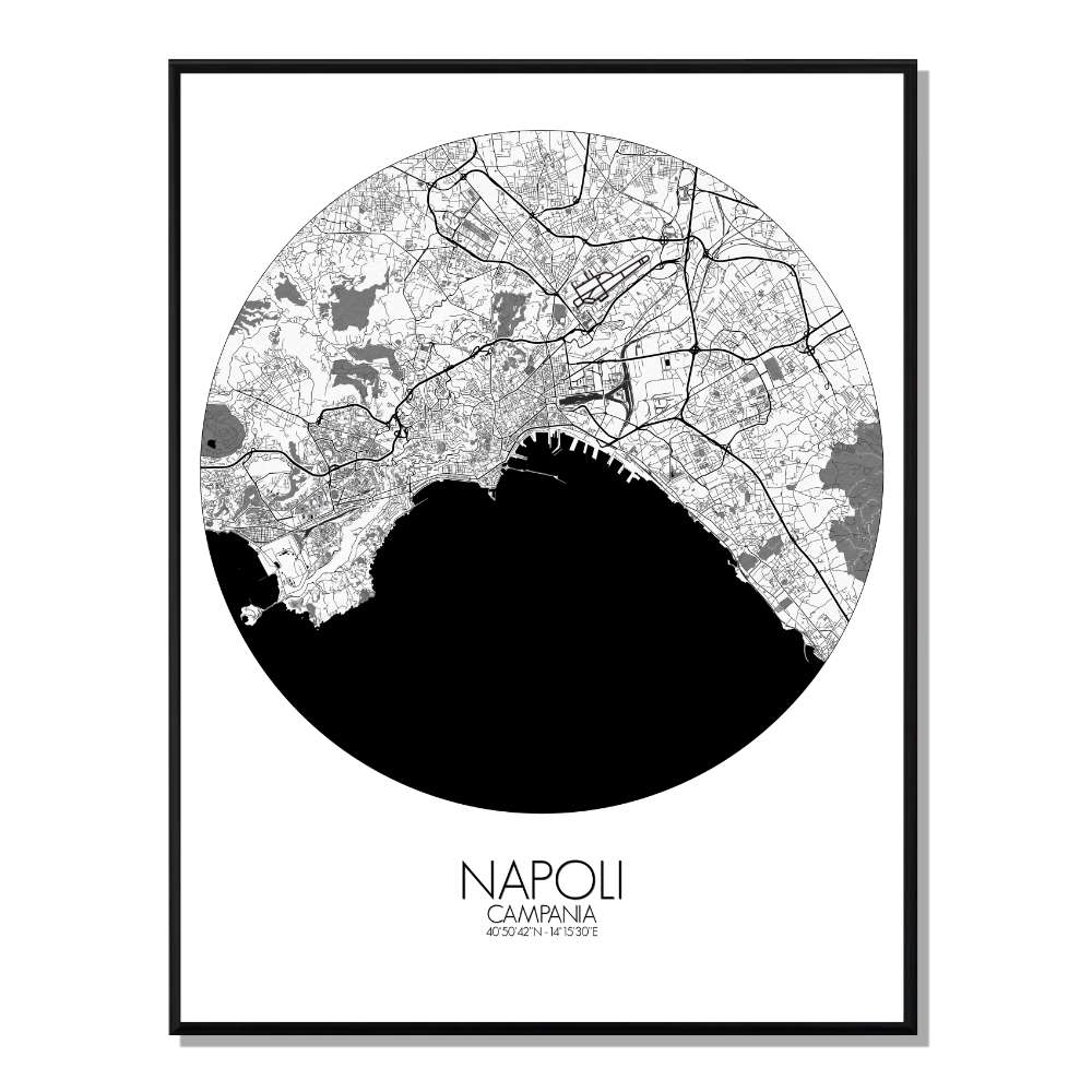 NAPLES - Carte City Map Rond 40x50cm