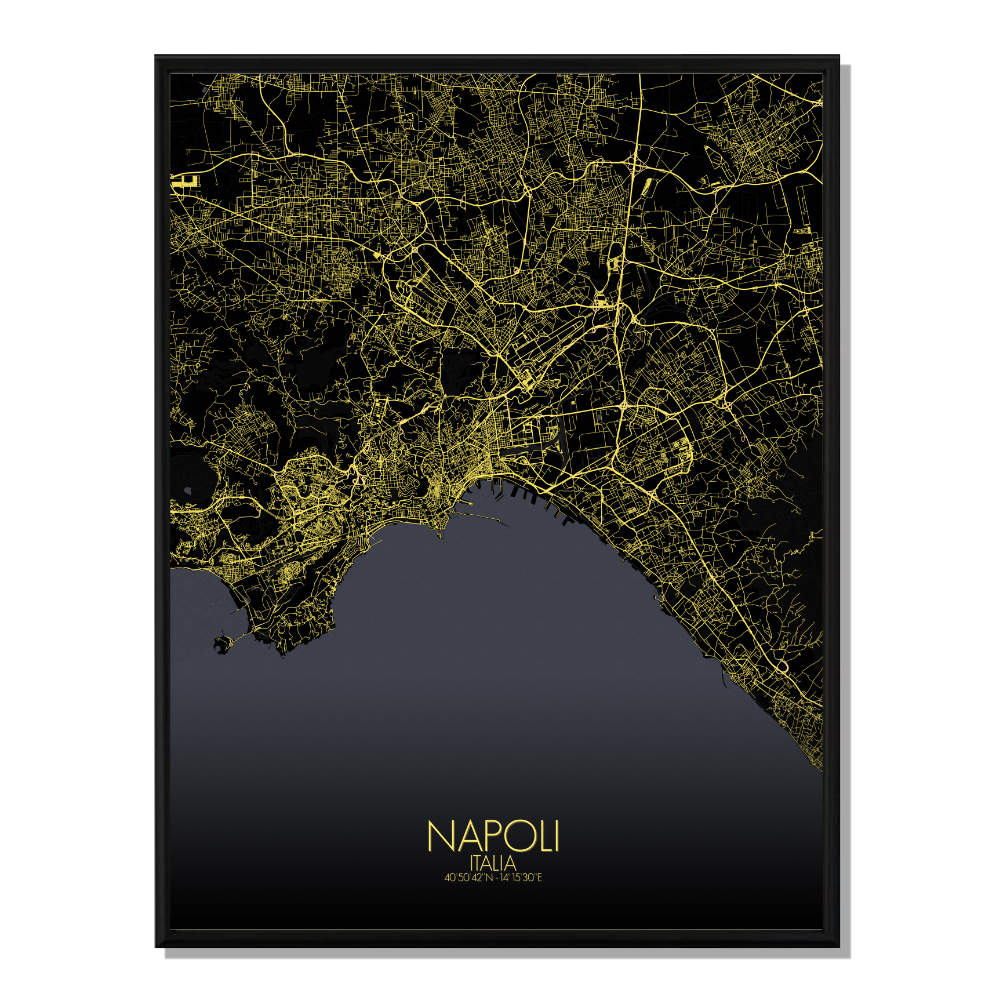 NAPLES - Carte City Map Nuit 40x50cm