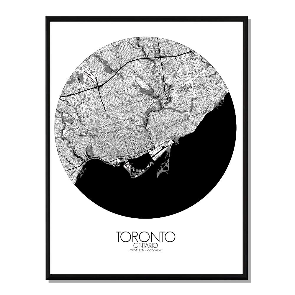 TORONTO - Carte City Map Rond 40x50cm