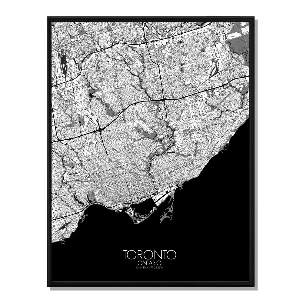 TORONTO - Carte City Map N&B 40x50cm