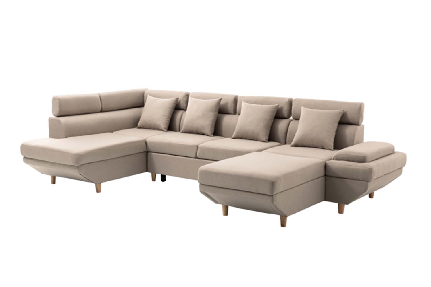 Canapé d'angle 2 places Beige Tissu Design Confort