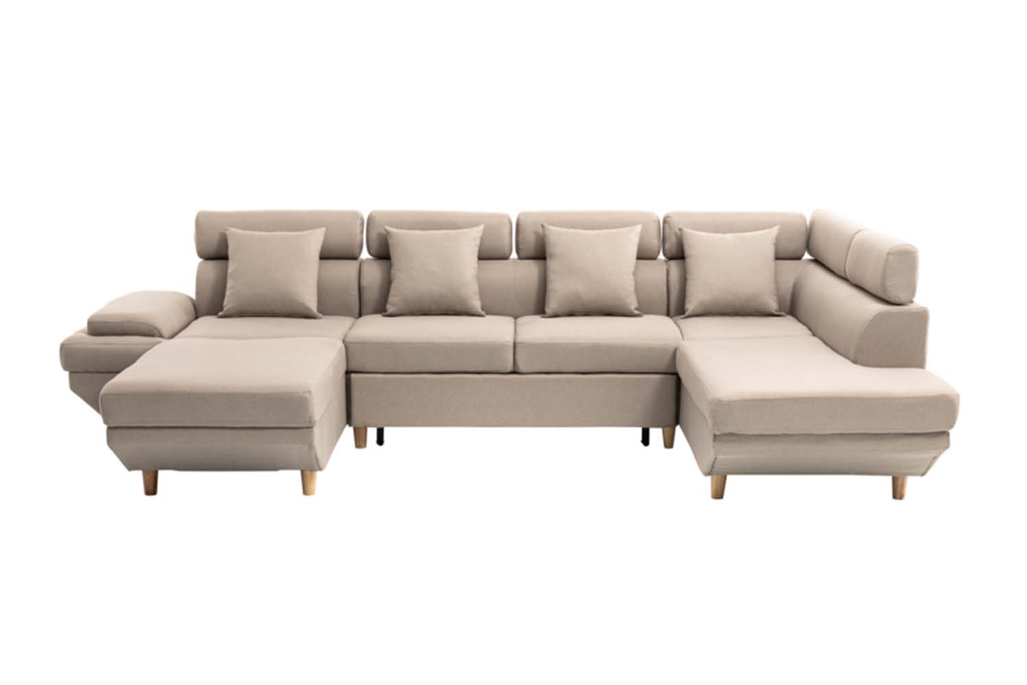 Canapé d'angle 2 places Beige Tissu Design Confort