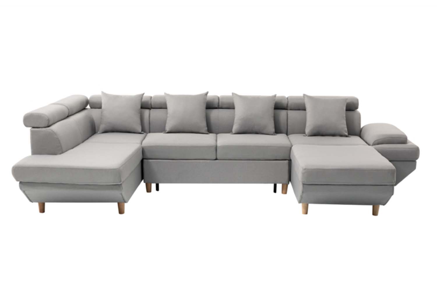 Canapé scandinave panoramique convertible angle gauche en tissu gris c