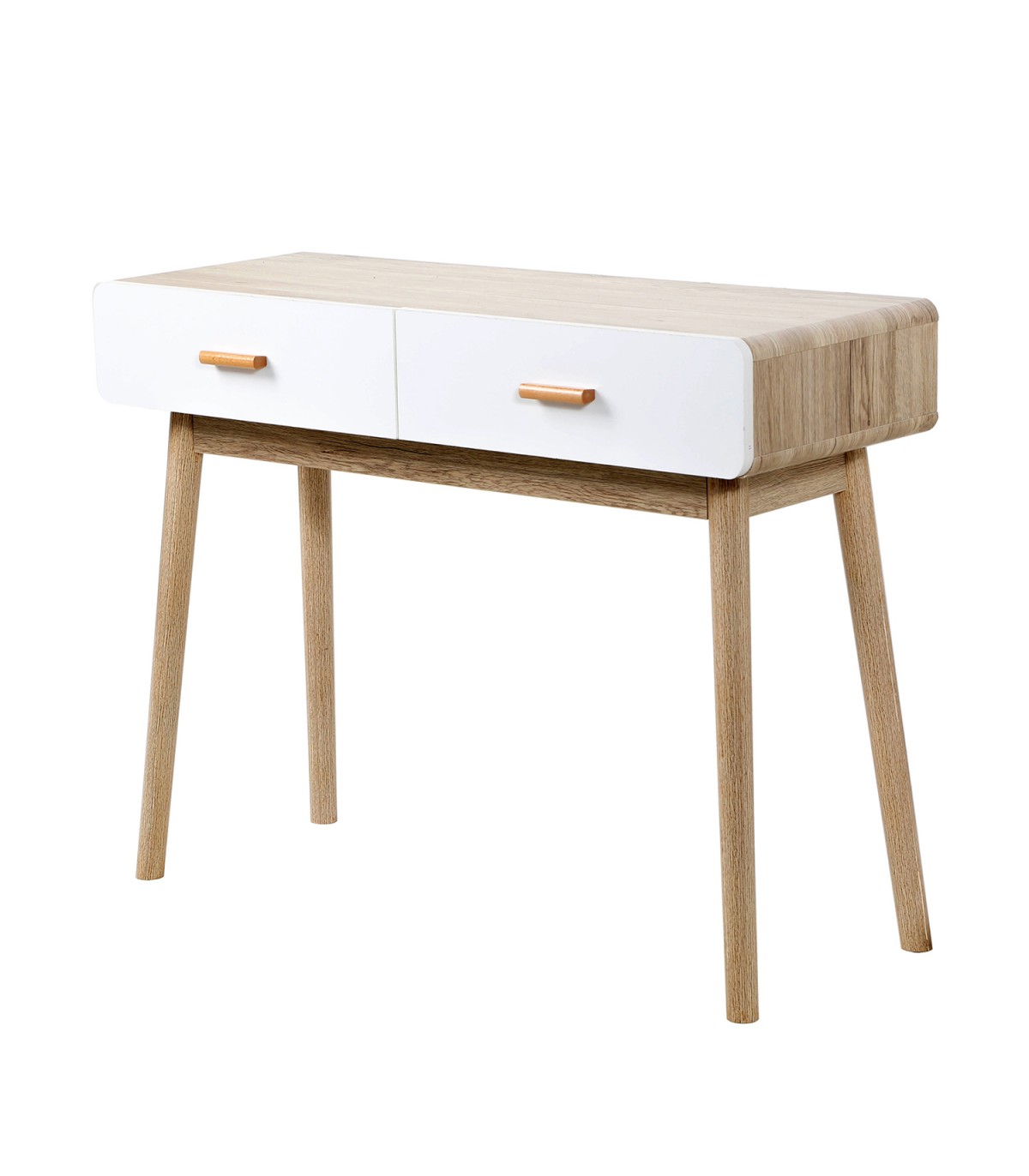 console 2 tiroirs scandinave bois et blanc - l100 x h75cm