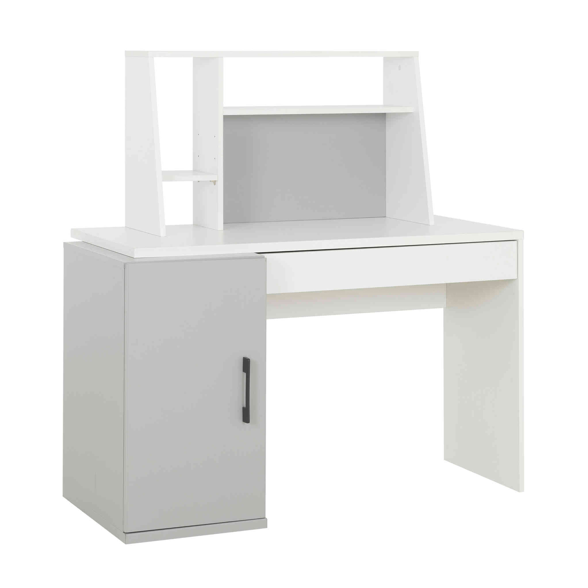 Bureau avec surmeuble en bois gris et blanc Bureau avec surmeuble en bois gris et blanc