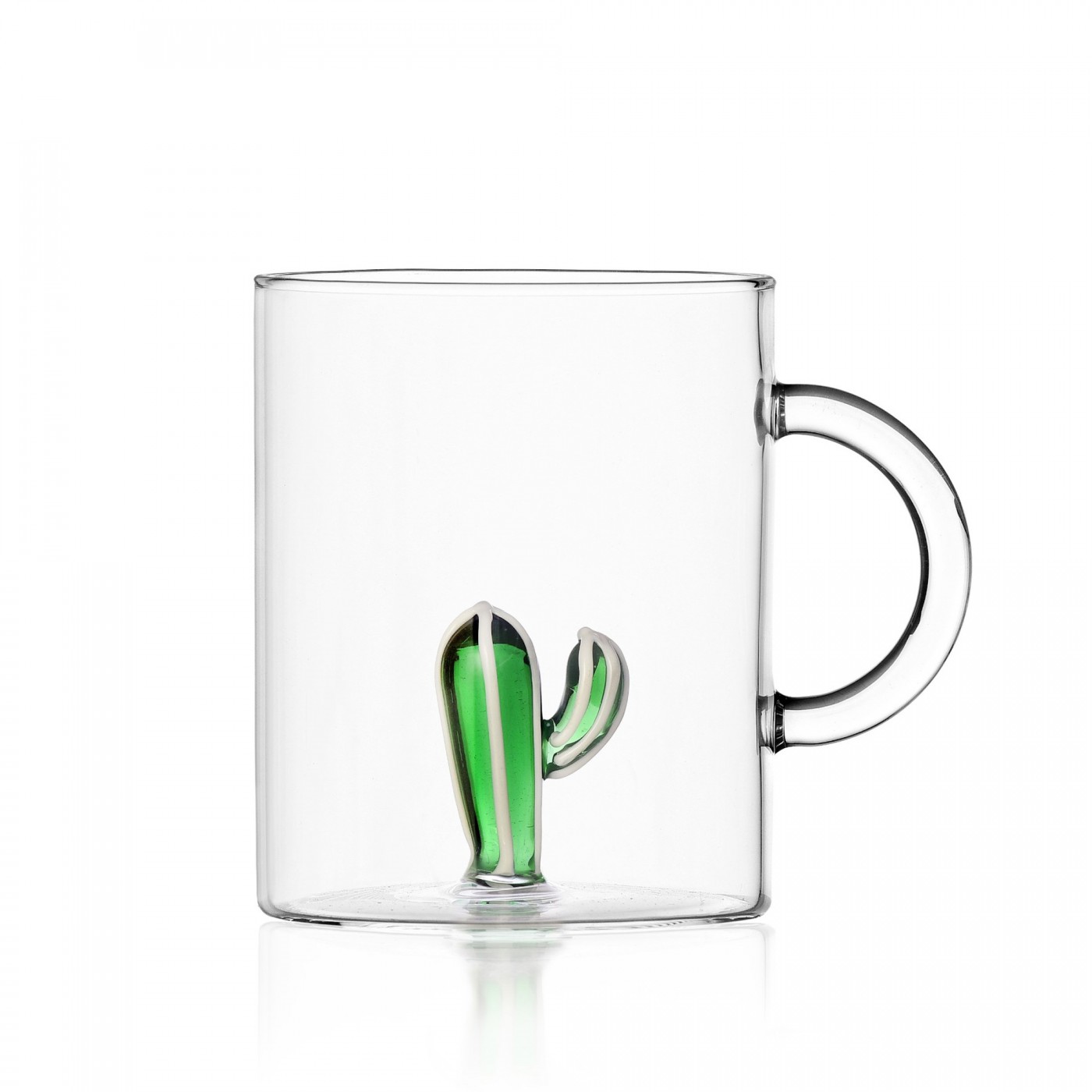 mug en verre cactus vert
