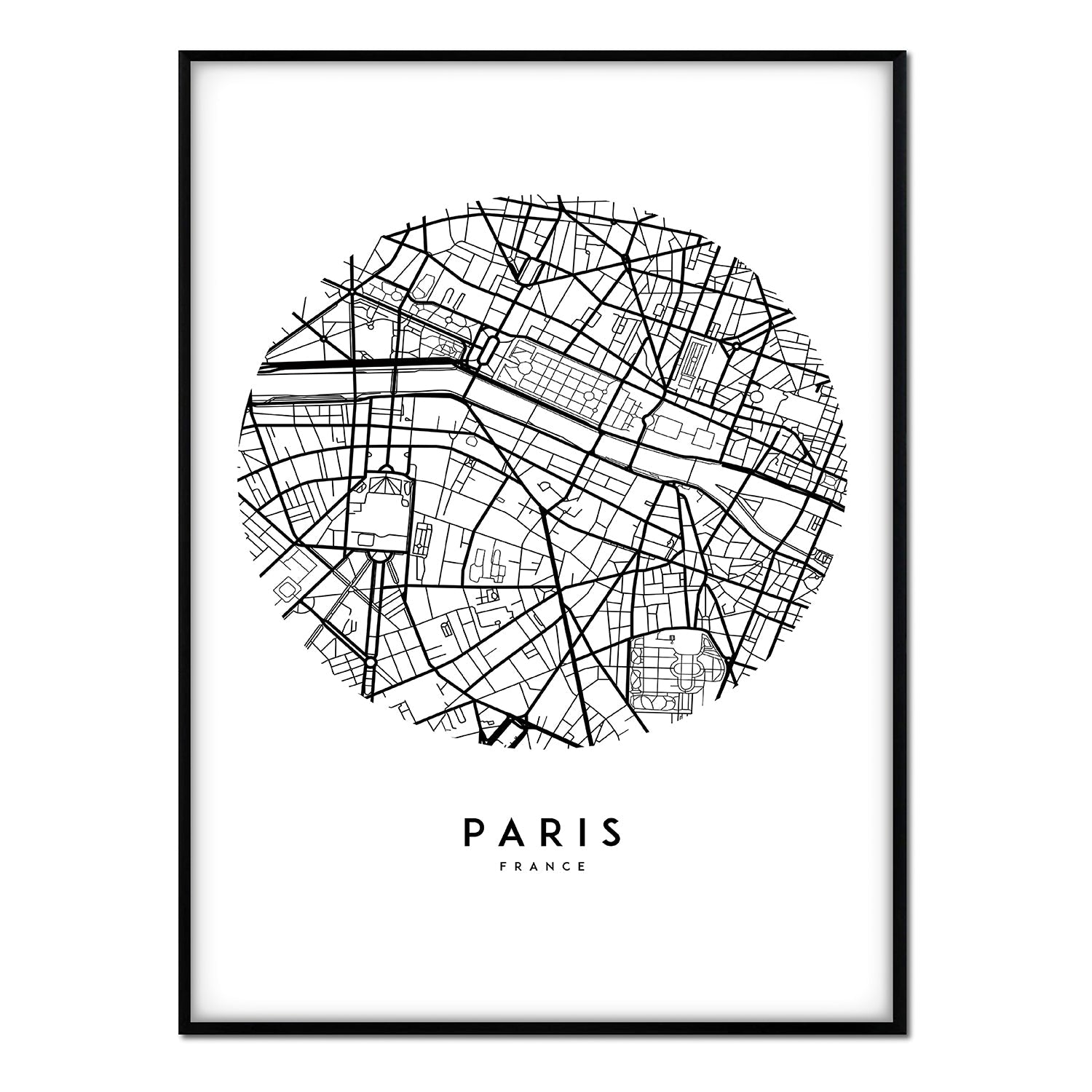 Affiche avec cadre noir - Plan de Paris - 30x40 Affiche avec cadre noir - Plan de Paris - 30x40