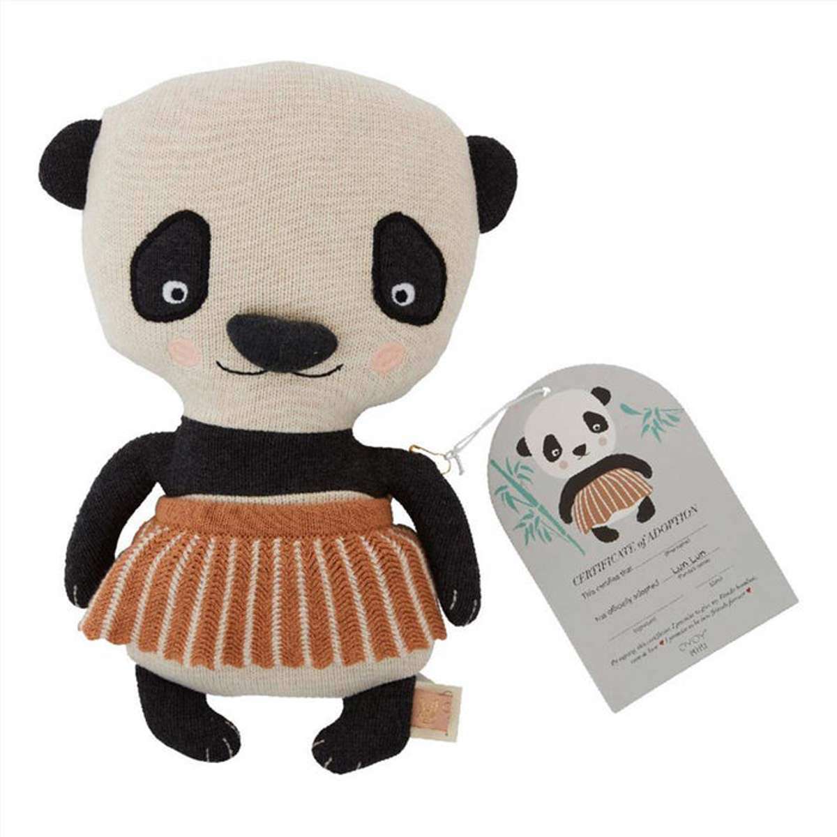 Peluche Ourson Panda multicolore en coton et en polyester H28x18x8cm