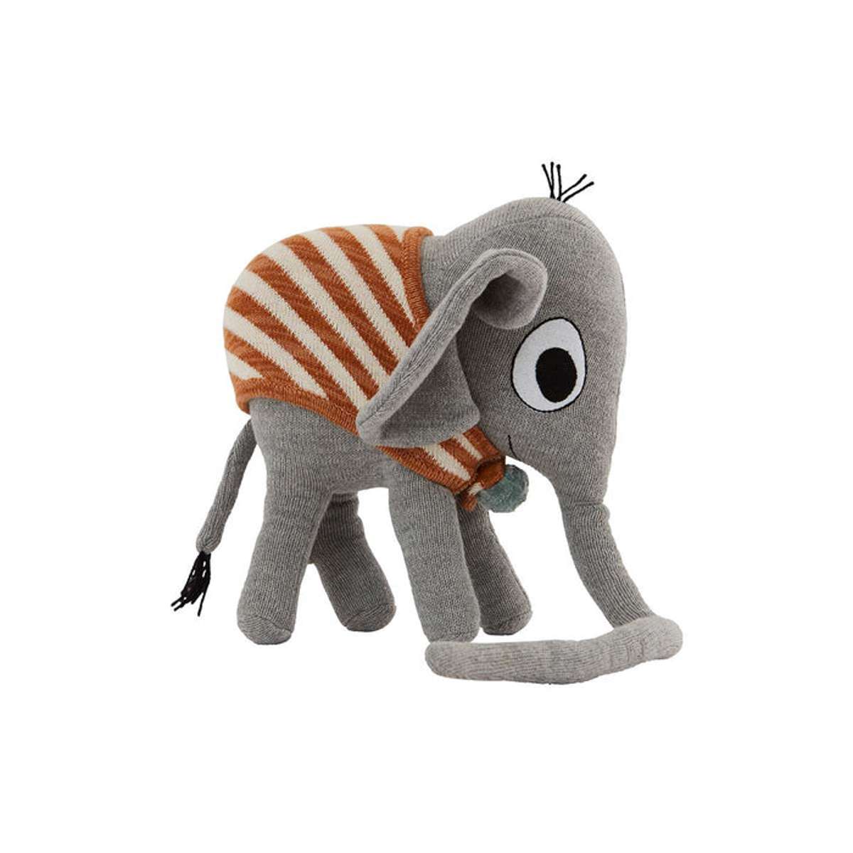 Peluche Henry l'éléphant gris en coton et en polyester H23x22x12cm