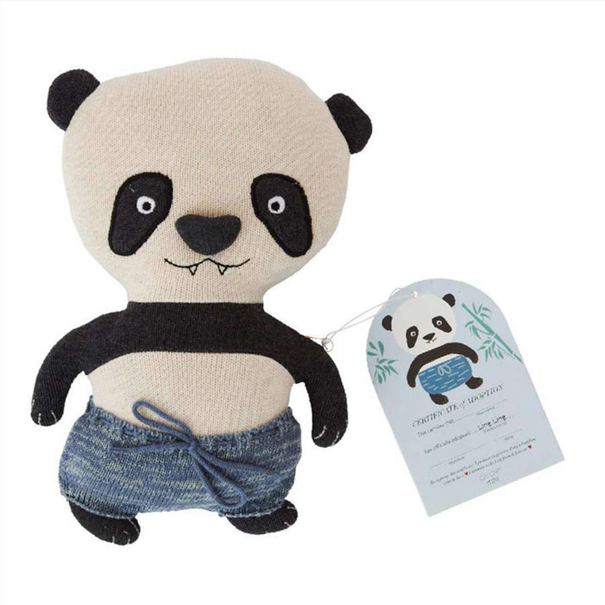 Pelcuhe Ours Panda multicolore en coton et en polyester H32x16x8cm