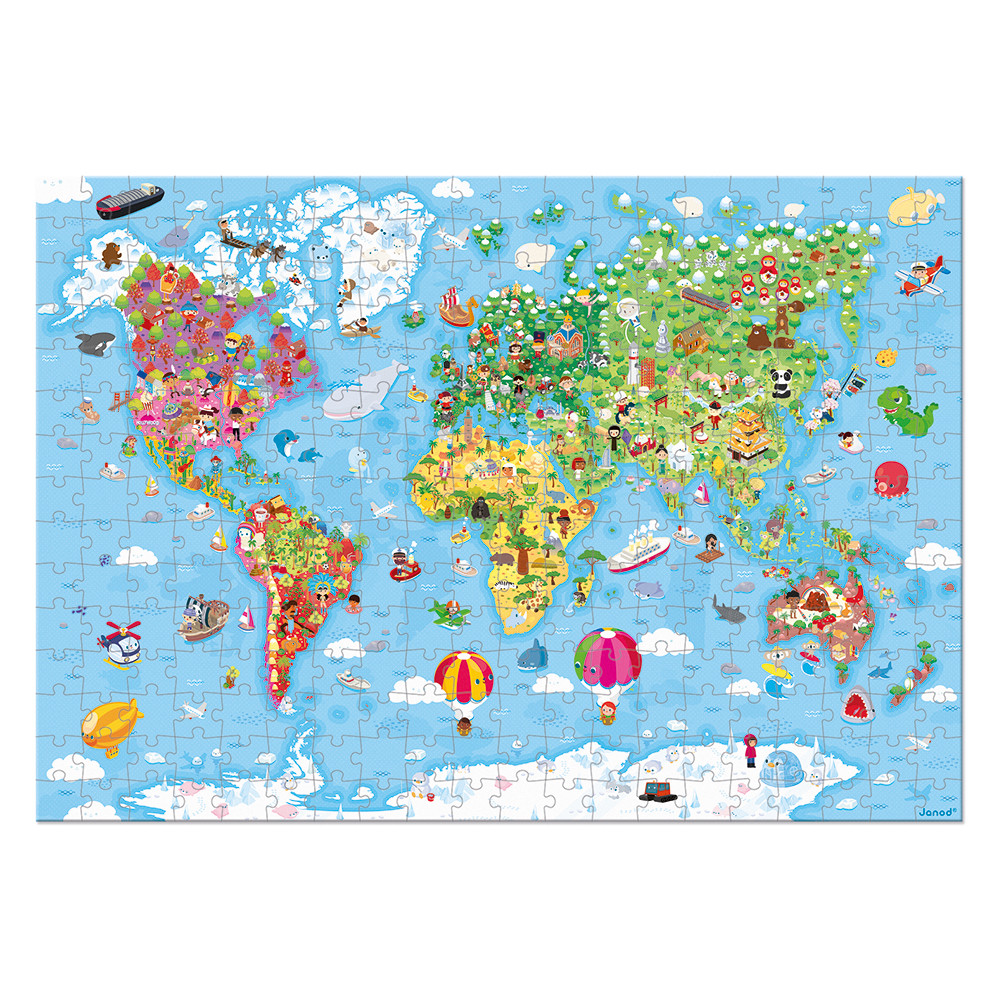 Puzzle géant Carte du monde 300 pcs Jaune 27 x 22 x 9 cm