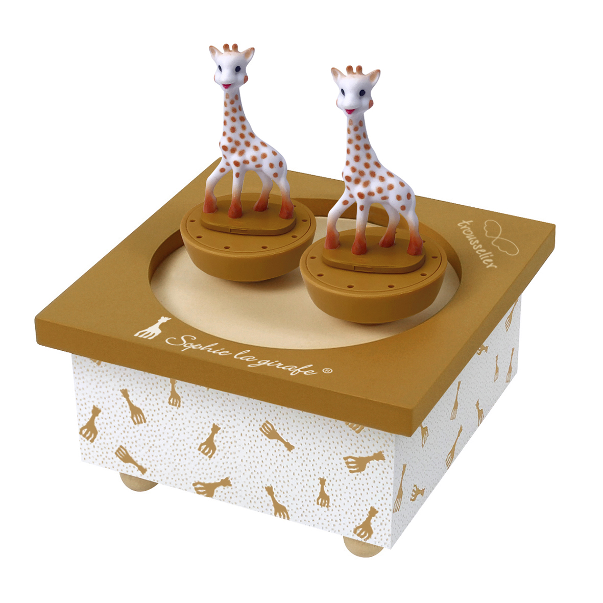 Boîte à musique magnétique Sophie la girafe caramel (11,5 x 8,5 cm)