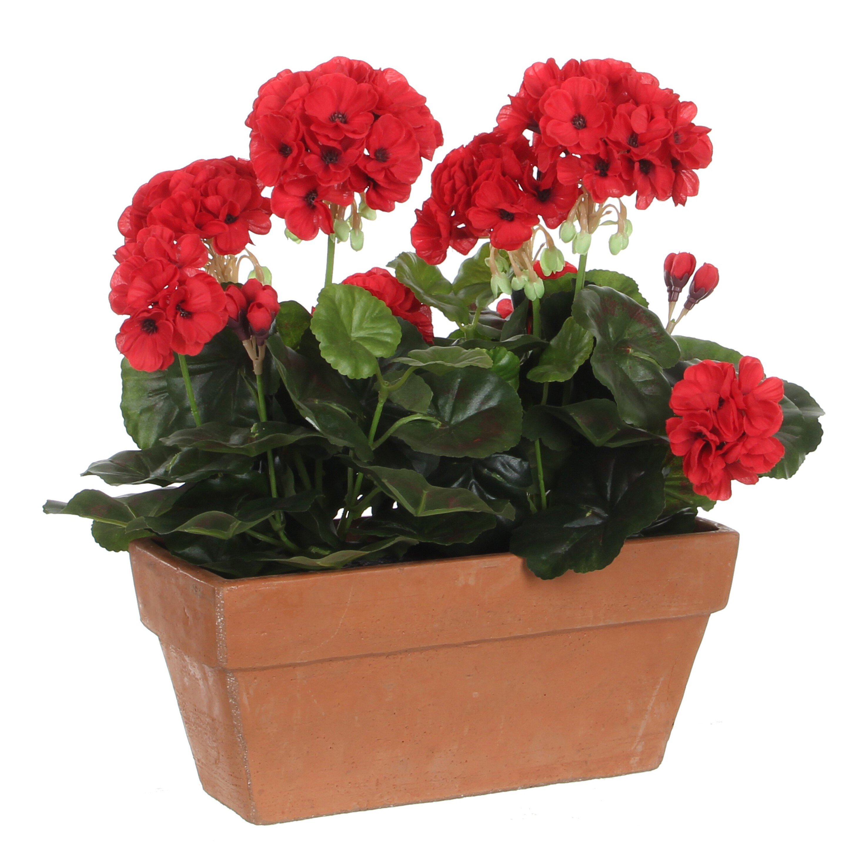 Géranium artificielle rouge en pot H40