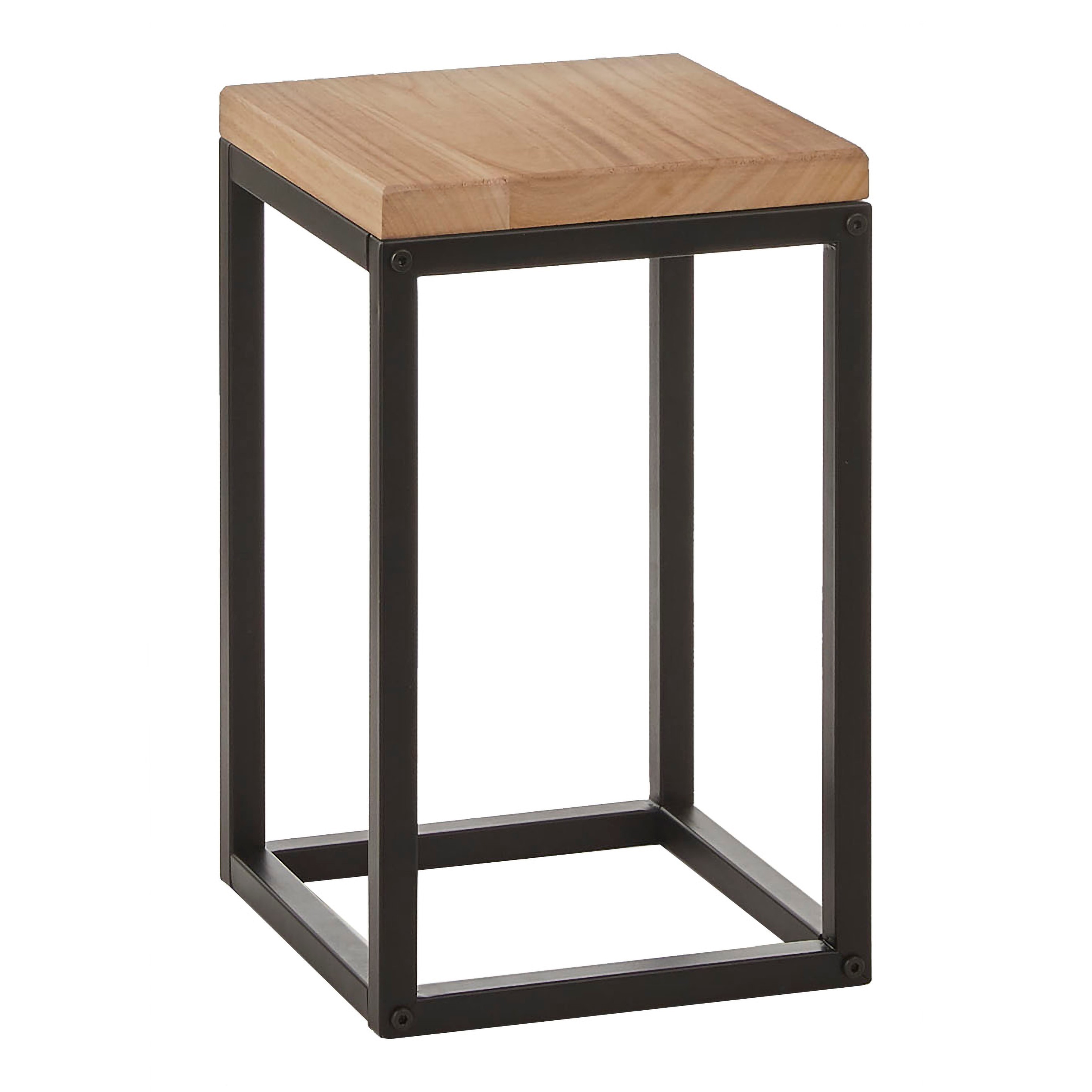 table d'appoint en bois et métal noir h42