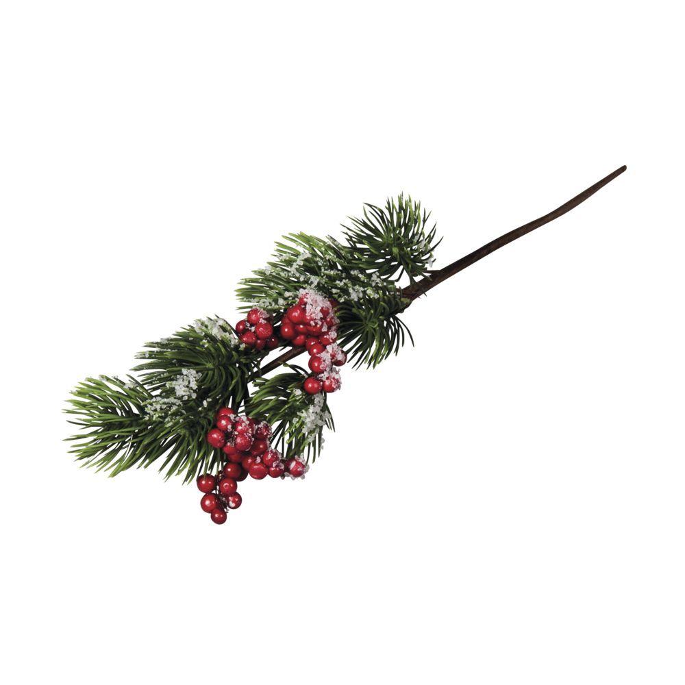 Rameau de sapin givré avec baies 24,5cm Rameau de sapin givré avec baies 24,5cm