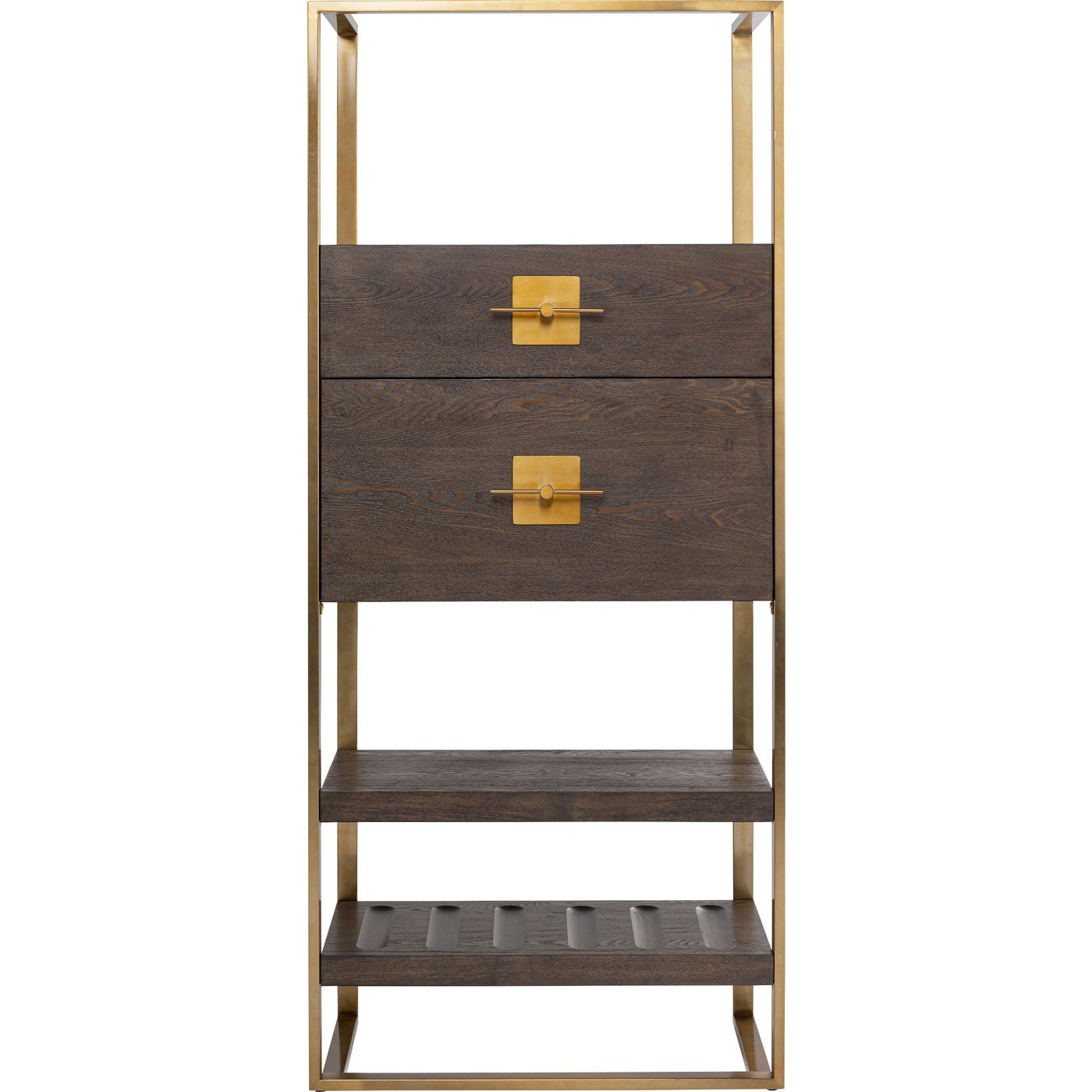 Etagère de bar rétro marron et acier doré Etagère de bar rétro marron et acier doré