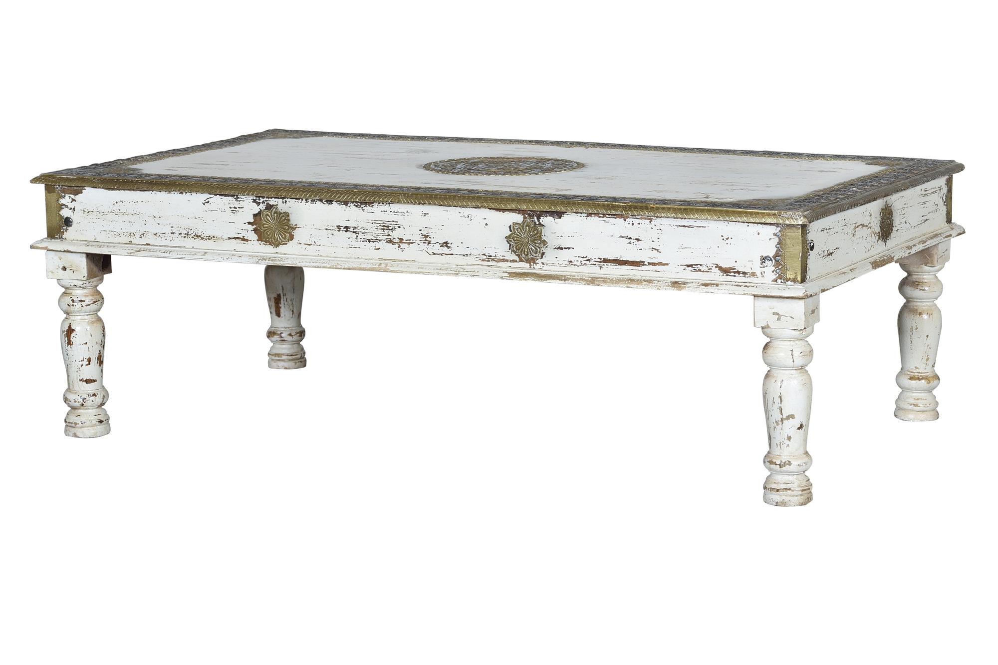 Table basse en manguier blanc vieilli