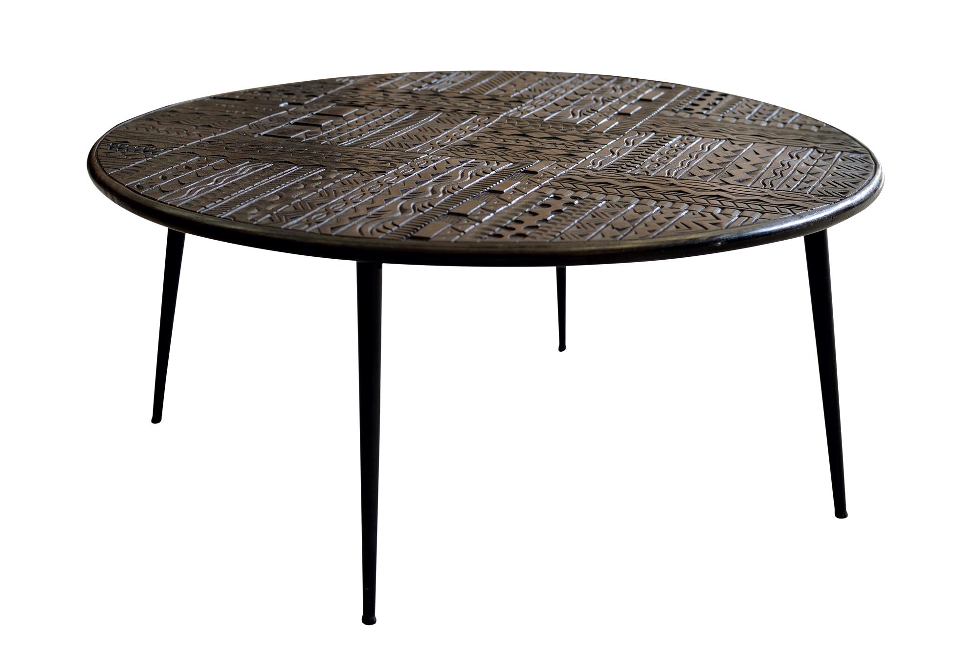 Table basse en bois de manguier et pieds en métal