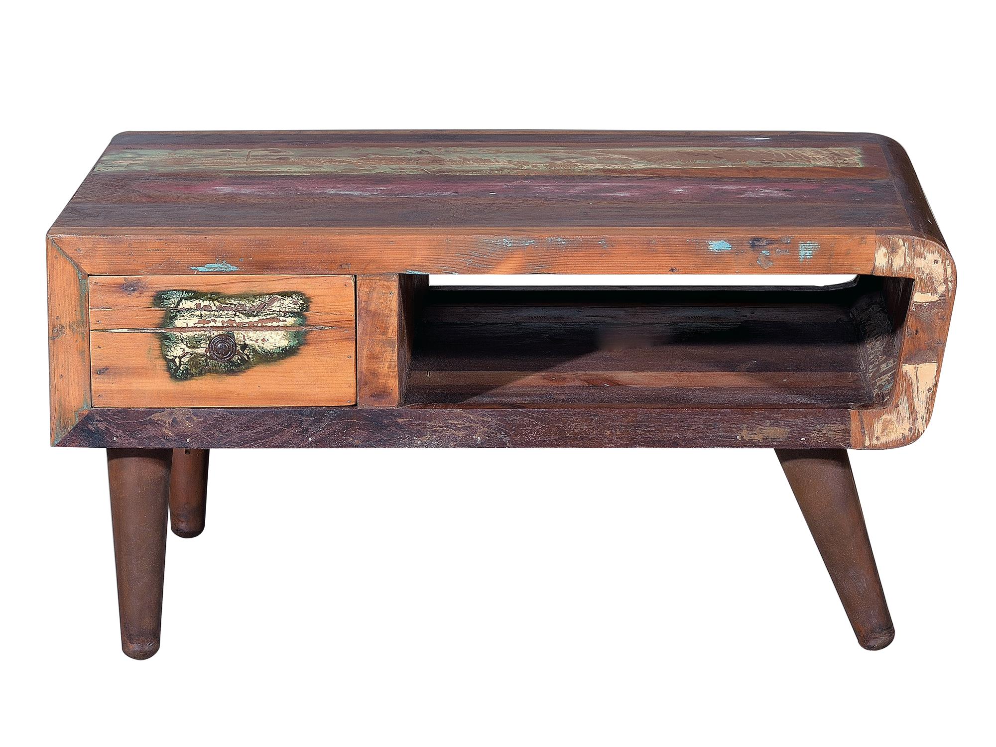 Table basse en bois recyclé et pieds en métal couleur naturelle