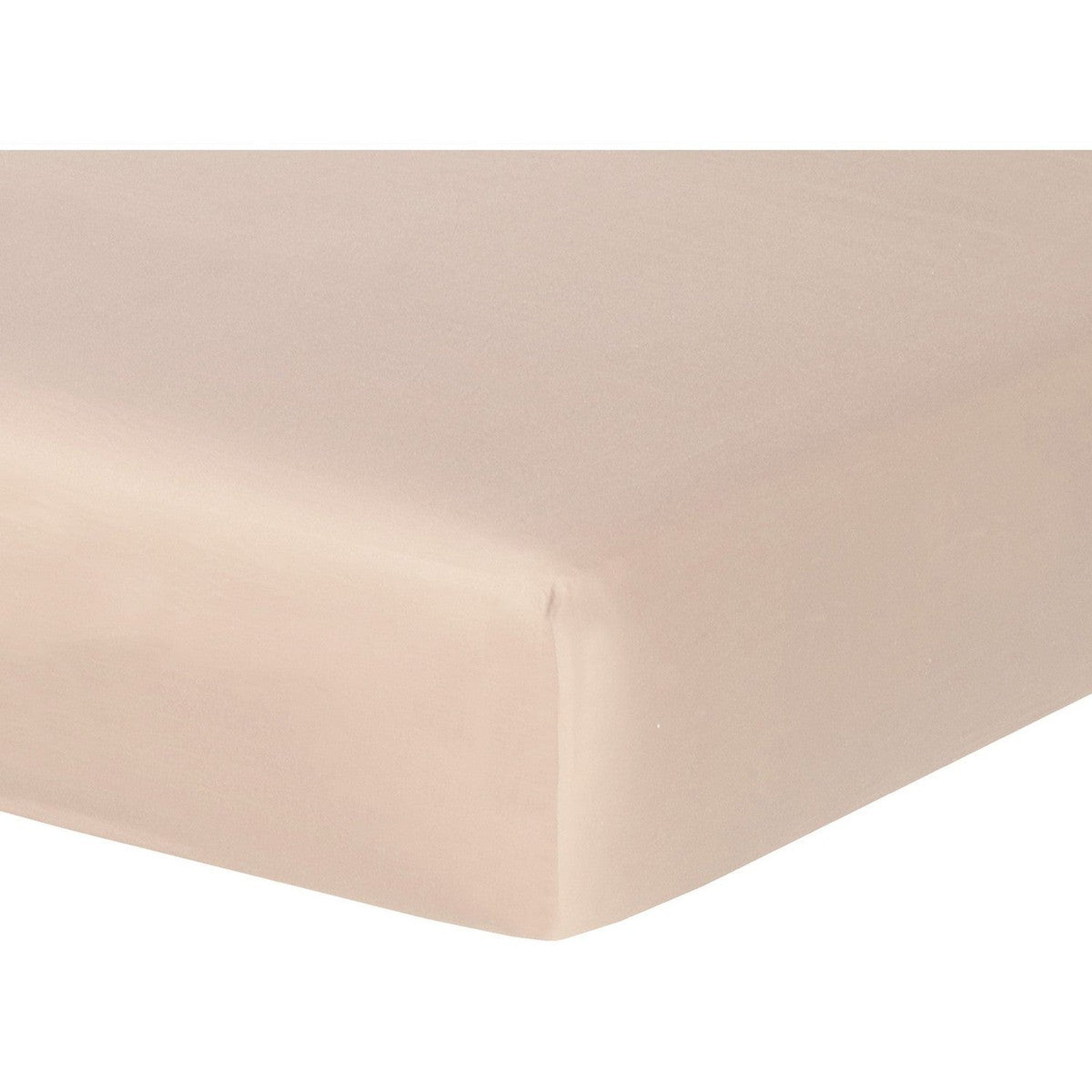 Drap housse en satin de coton rose poudré 140x190, bonnet 30 Drap housse en satin de coton rose poudré 140x190, bonnet 30