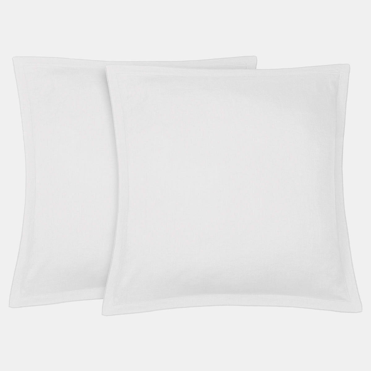2x Taies d'oreiller en lin lavé 65x65 blanc neige