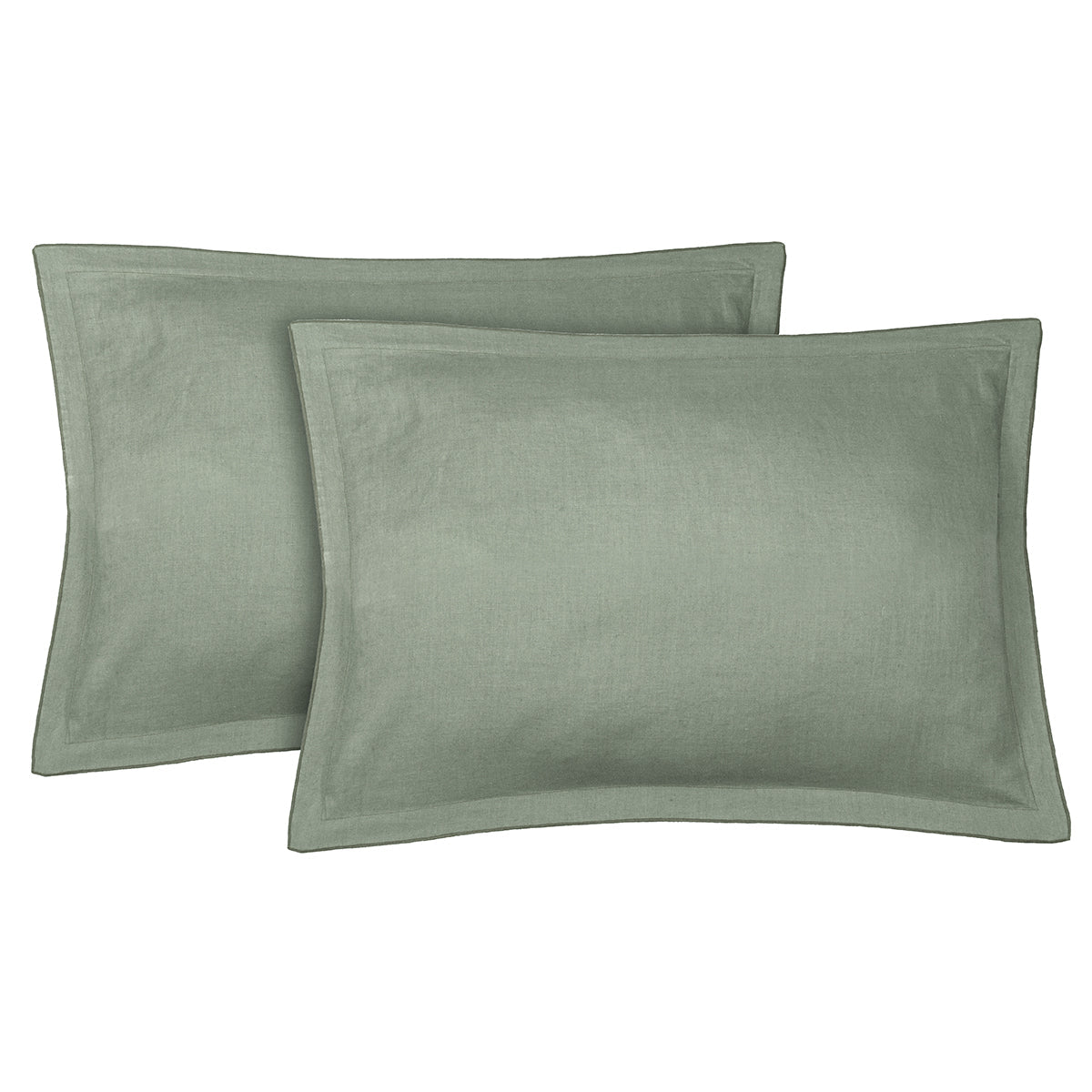 2x Taies d'oreiller en lin lavé 50x70 vert de gris 2x Taies d'oreiller en lin lavé 50x70 vert de gris