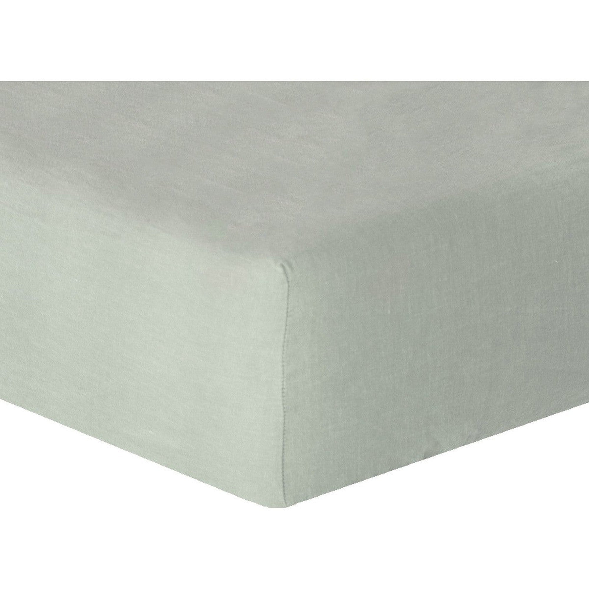 Drap housse lin lavé vert amande 160x200x30