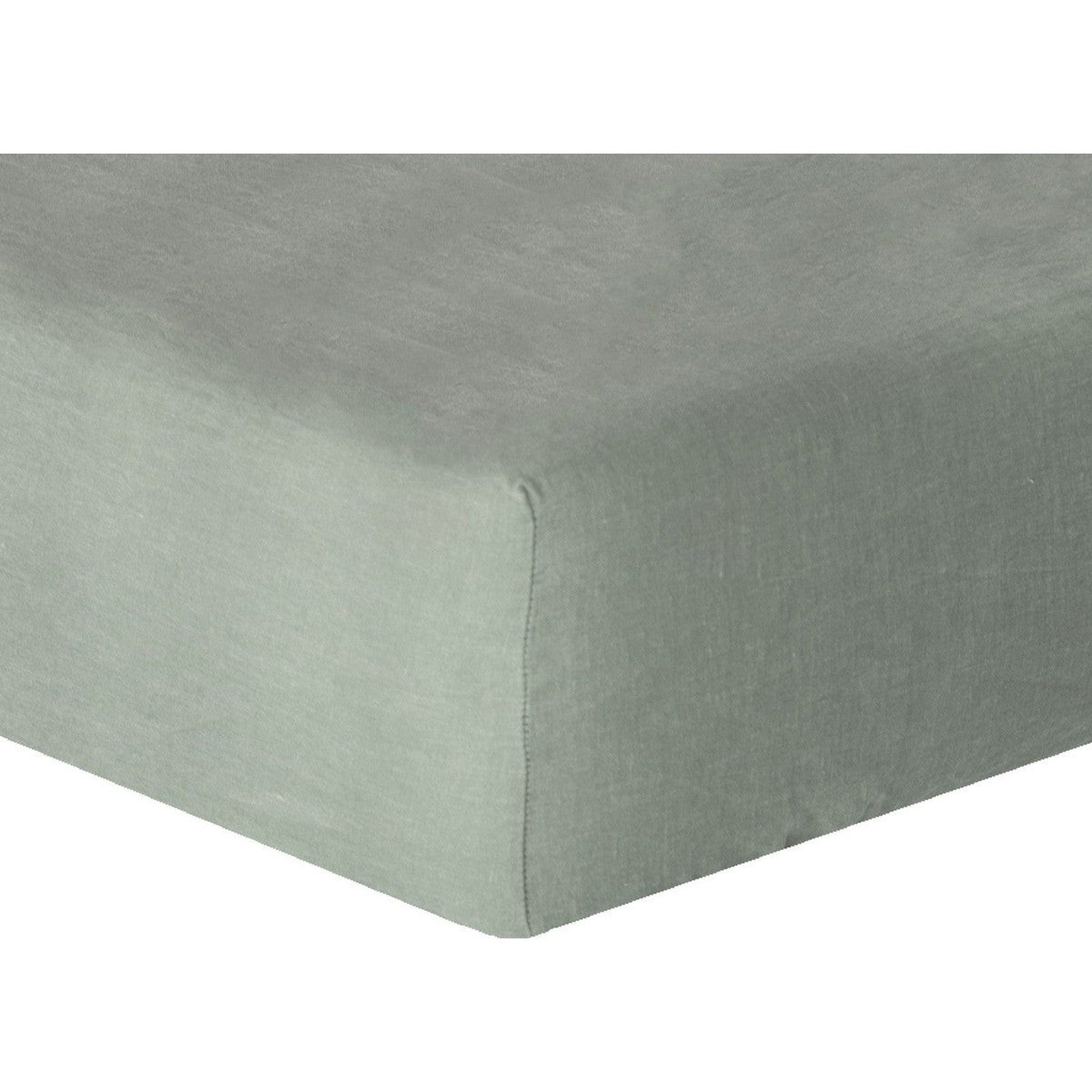 Drap housse en lin lavé 200x200x40 vert de gris Drap housse en lin lavé 200x200x40 vert de gris
