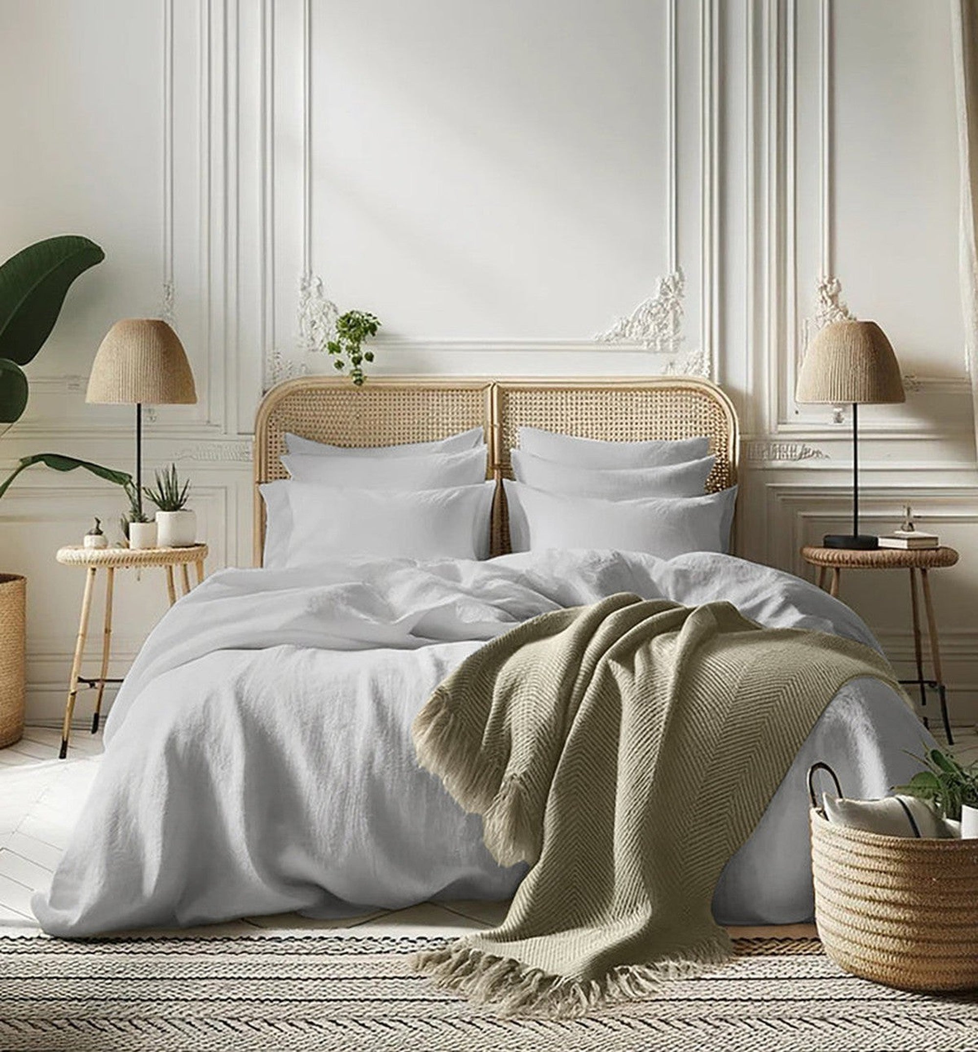 Housse de couette en gaze de coton 240x220 gris perle Housse de couette en gaze de coton 240x220 gris perle