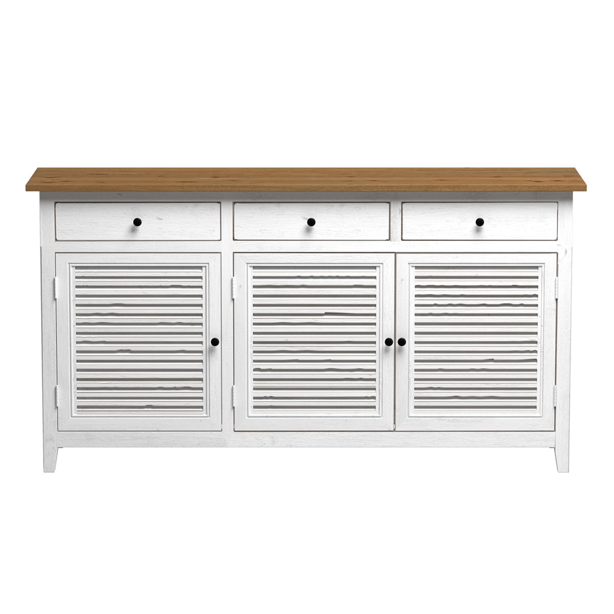Buffet en bois recyclé blanc effet vieilli