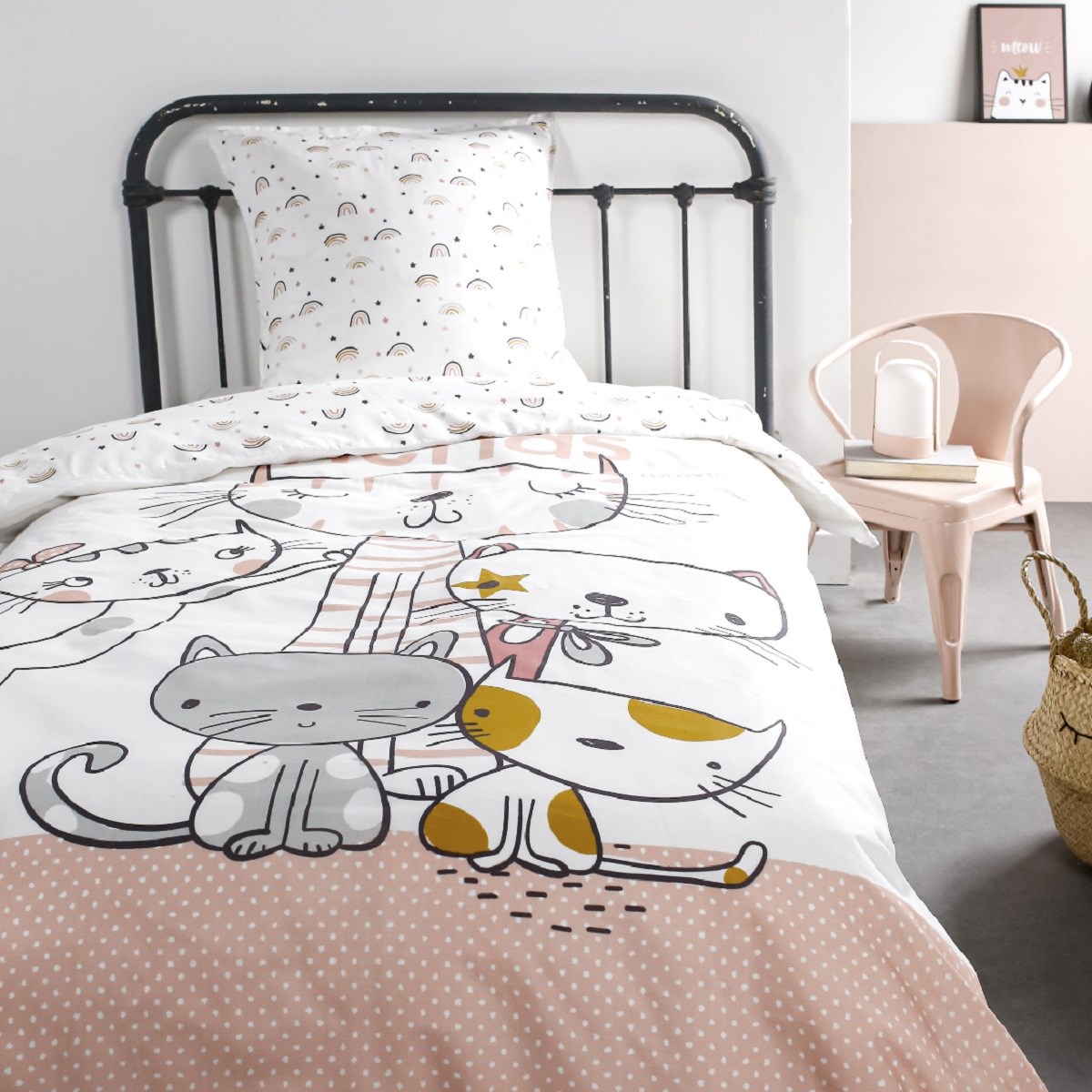 Parure de lit animal en Coton Rose 140x200 cm Parure de lit animal en Coton Rose 140x200 cm