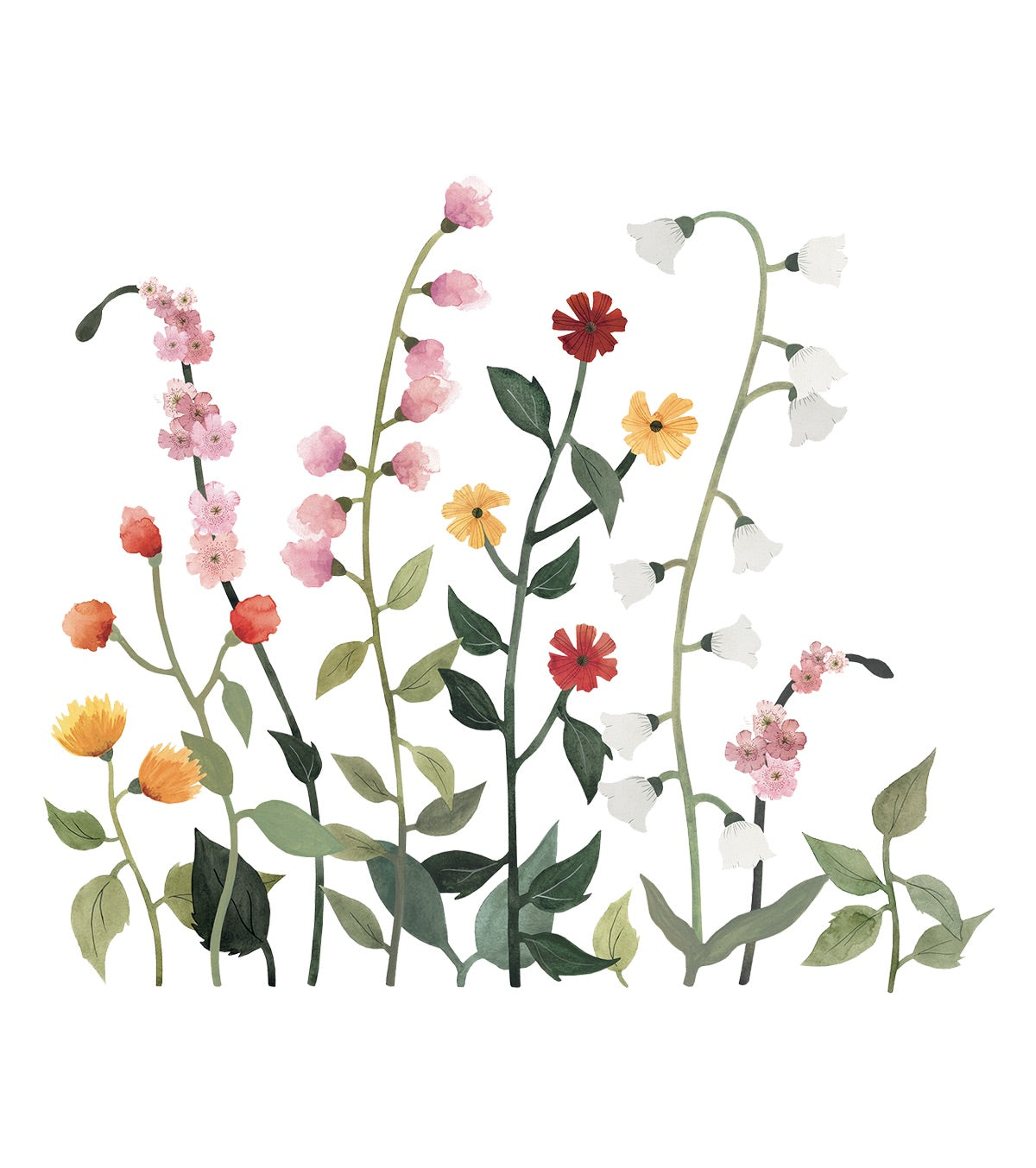 Sticker xl fleurs sauvages en Vinyle mat Vert 64x55 cm